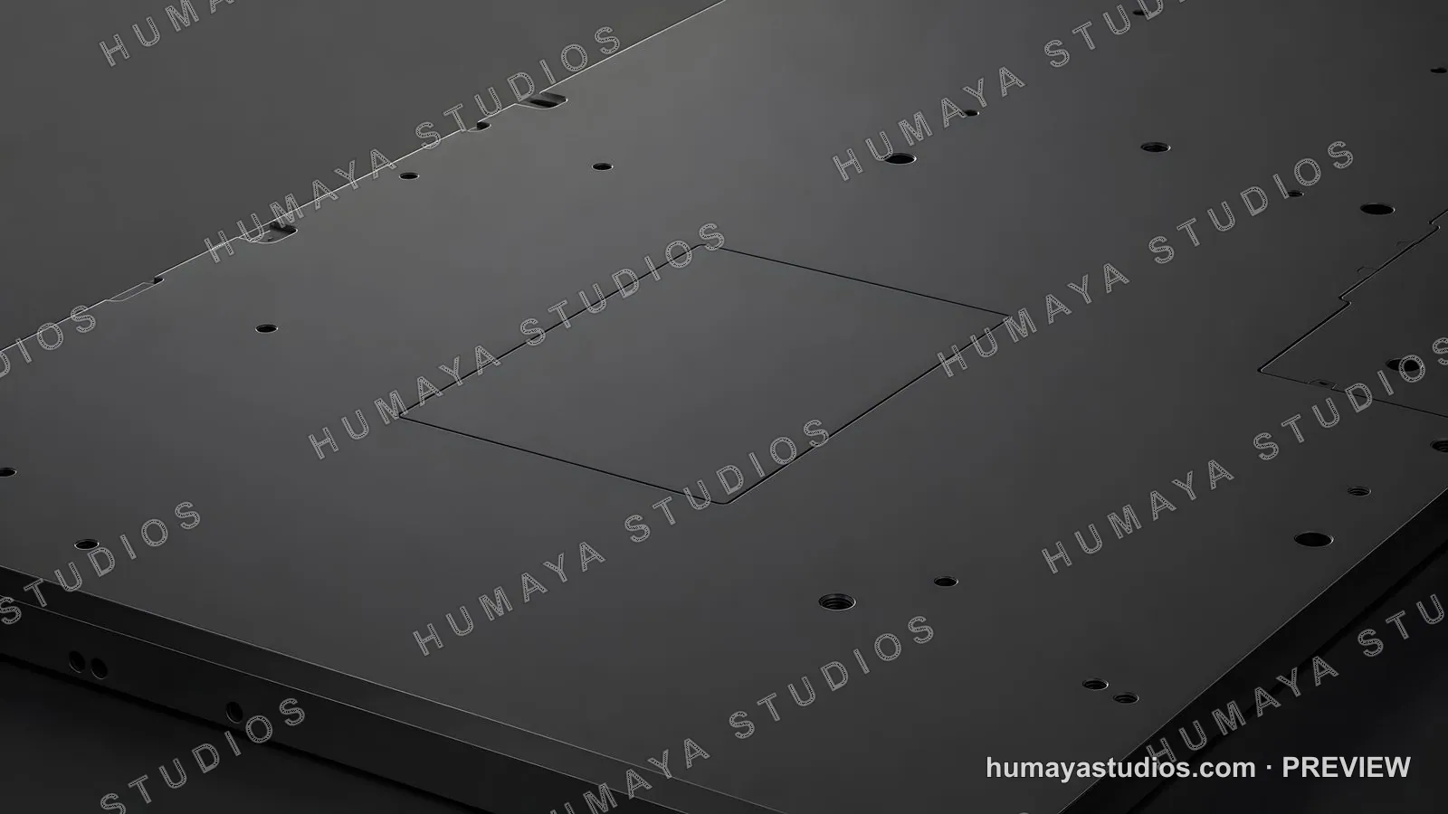 Matte Black Metallic Chassis Panel with Precision Cutouts and Screws