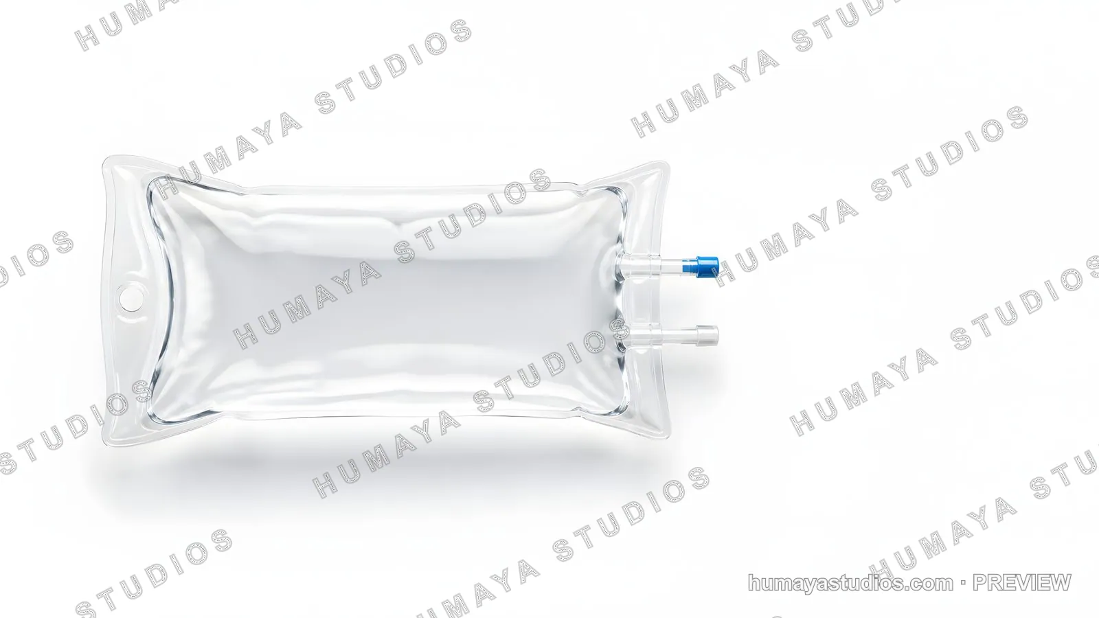 Empty IV Fluid Bag Isolated on White Background