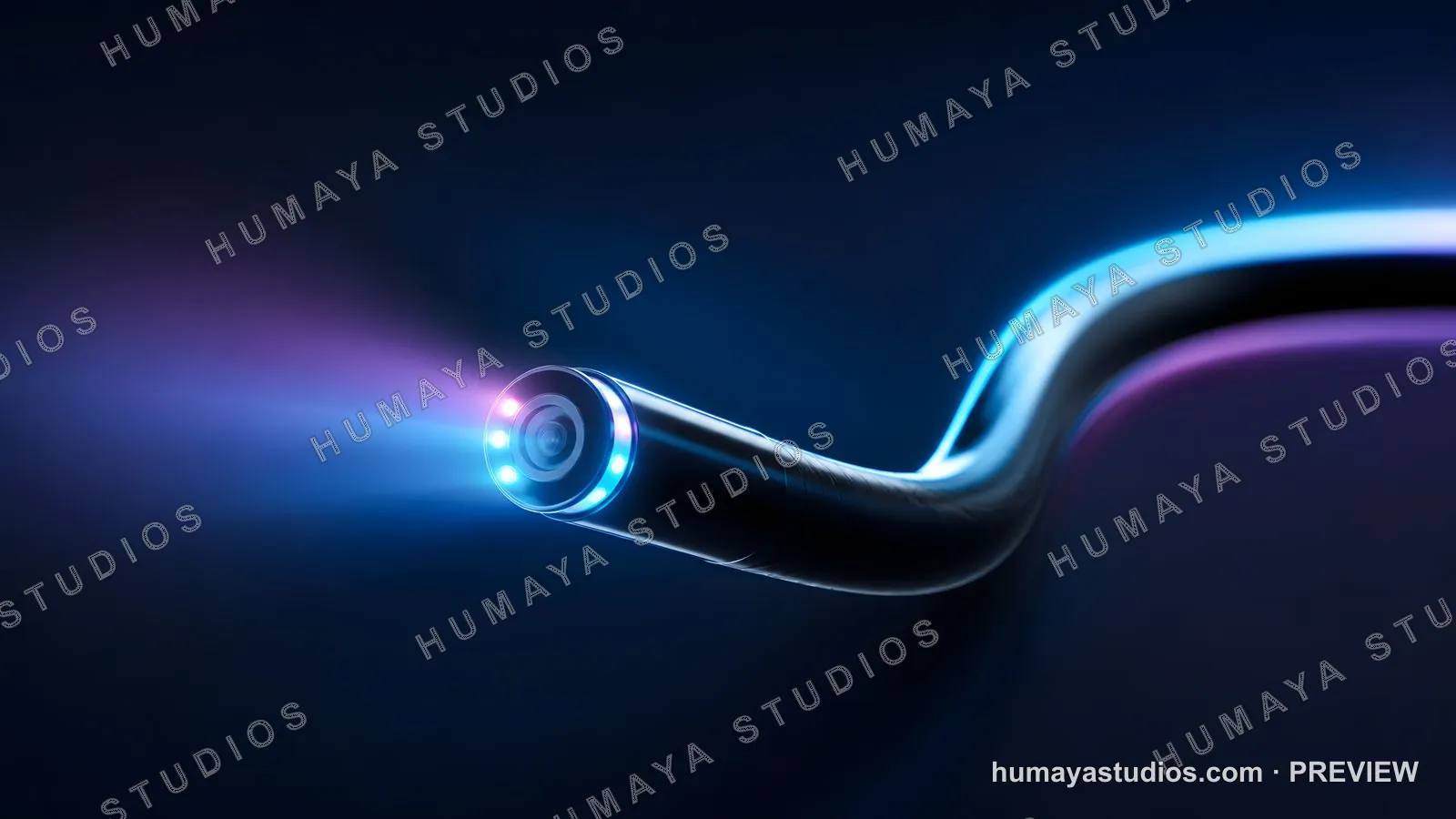 Endoscope medical camera with lights illuminating in dark space