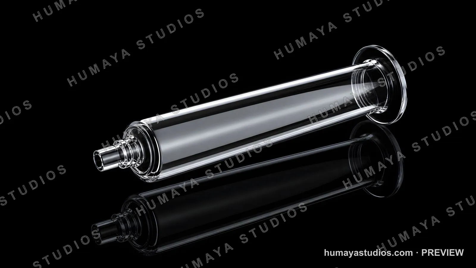 Glass Syringe Barrel on Black Background