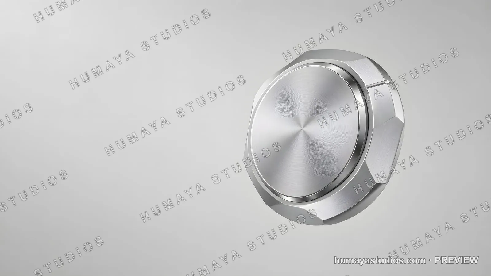 Brushed Metal Control Knob on Neutral Gray Background