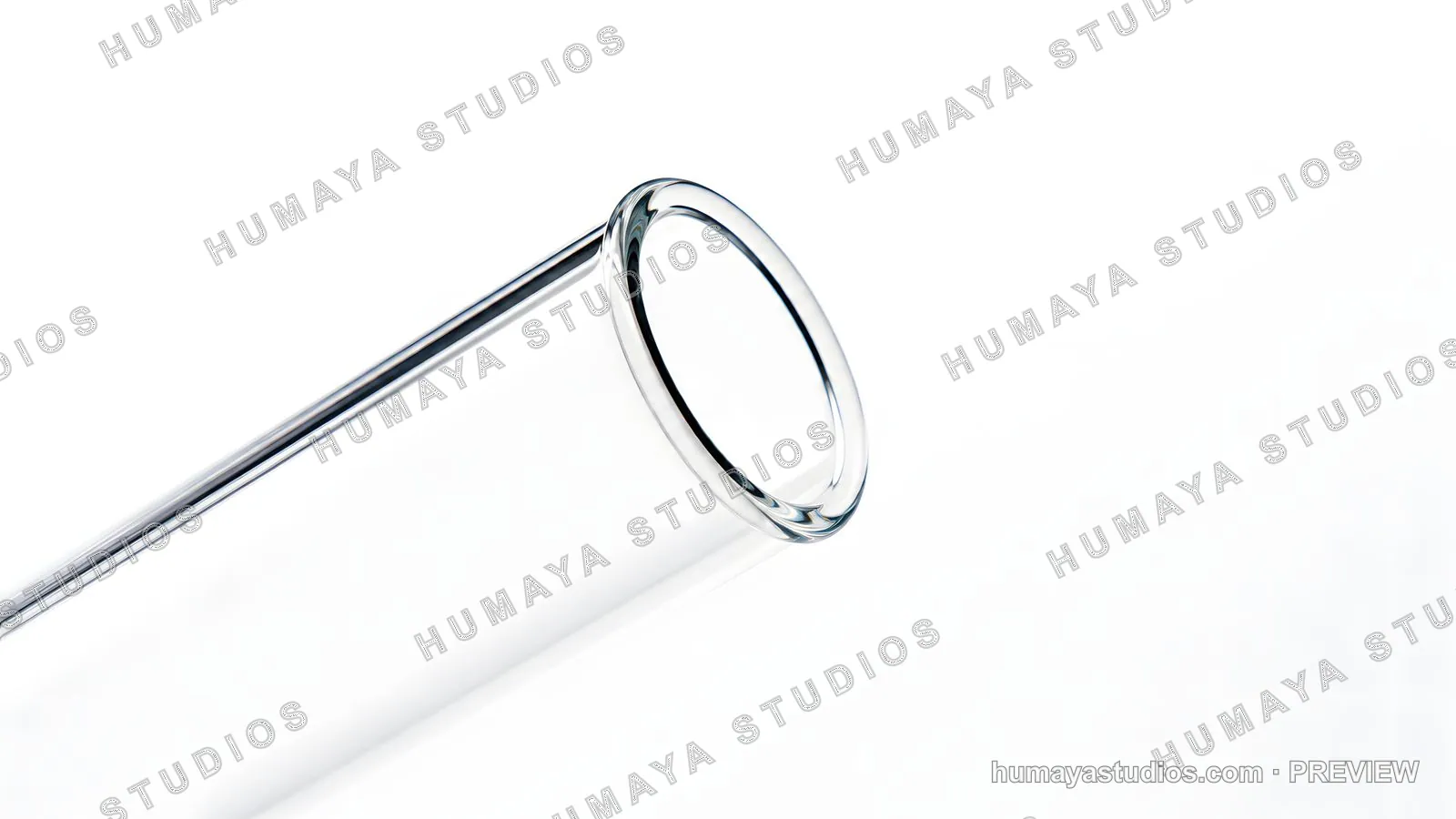 Empty glass test tube close-up isolated on white background