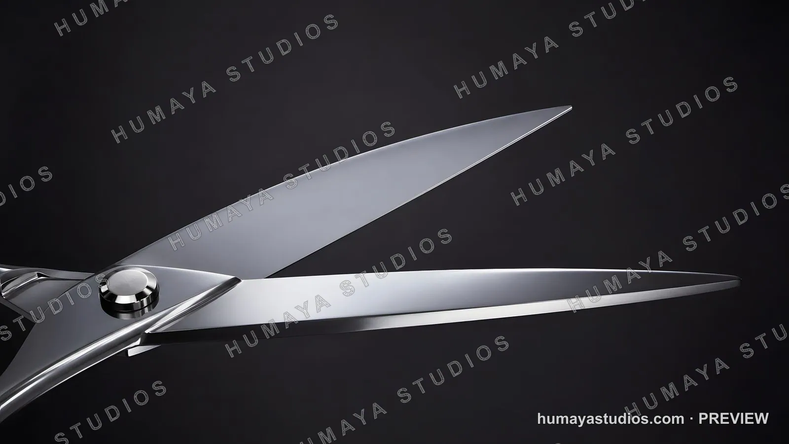 Macro Shot of Professional Steel Scissors Blades