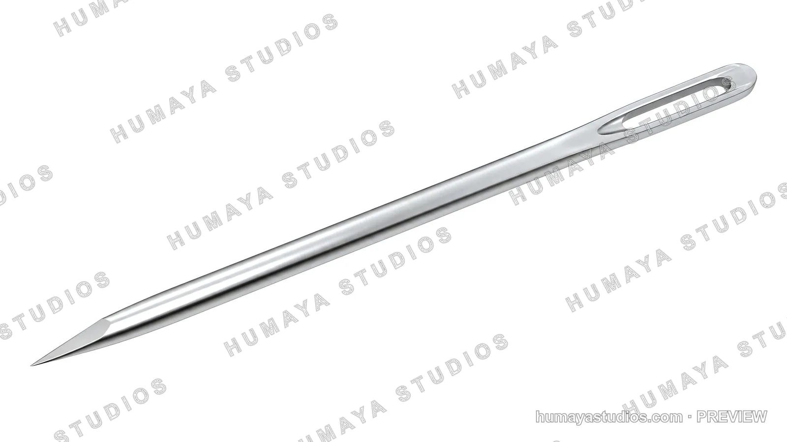 Metal sewing needle isolated on a clean white background