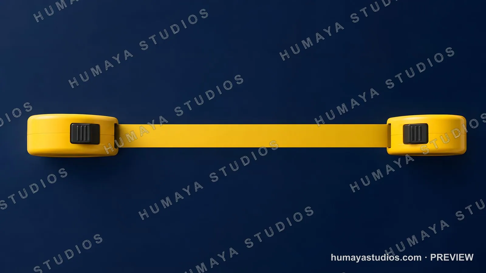 Two Yellow Measuring Tapes Extended on Dark Blue Background