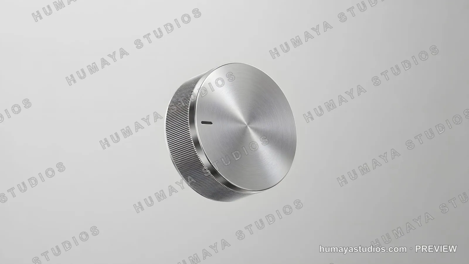 Brushed Metal Control Knob on Neutral Gray Background