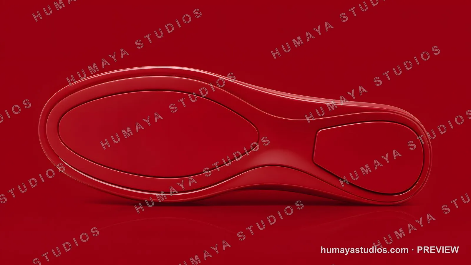 Red Shoe Sole on Solid Red Background