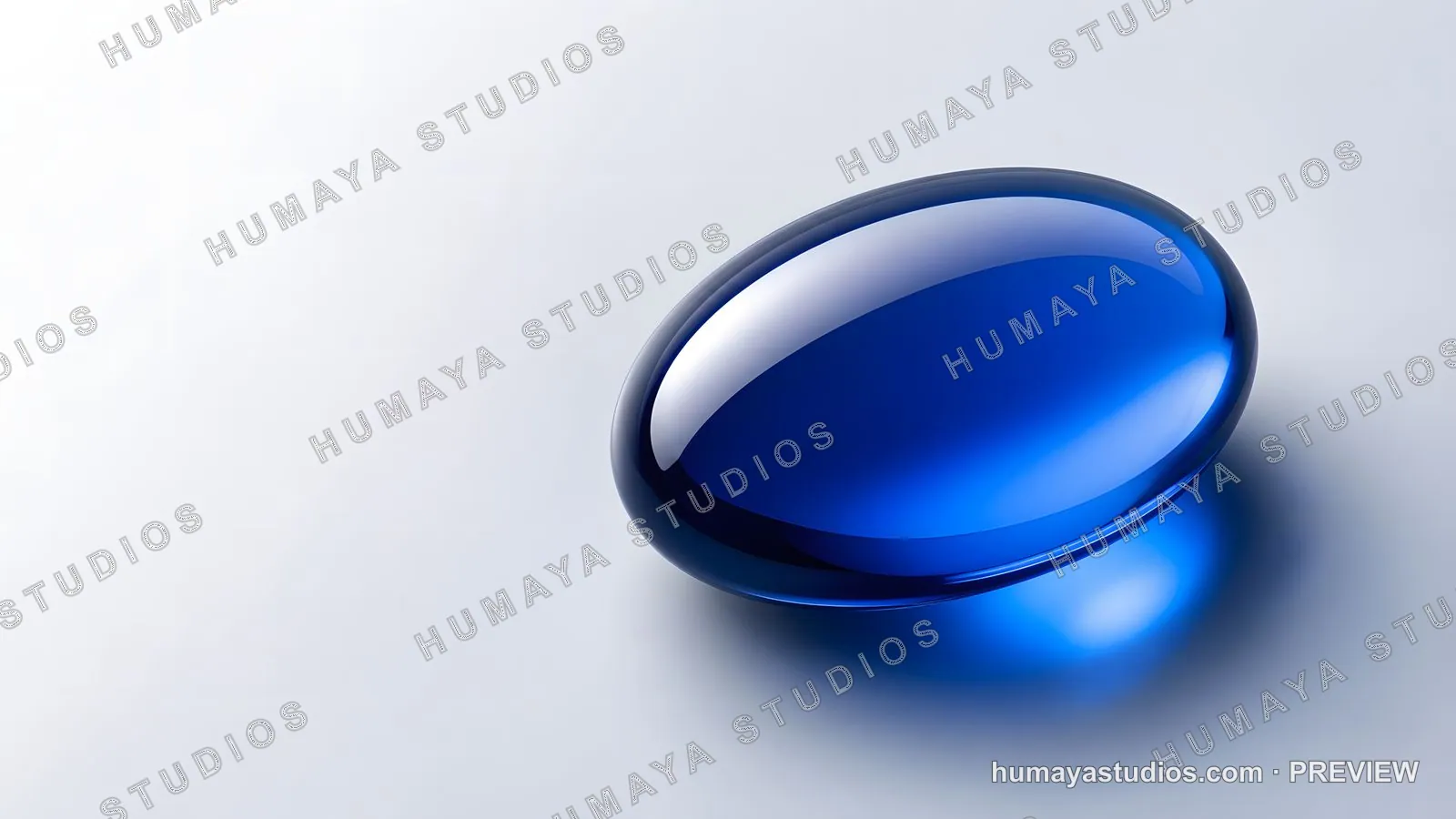 Glossy Blue Gelatin Capsule on White Surface