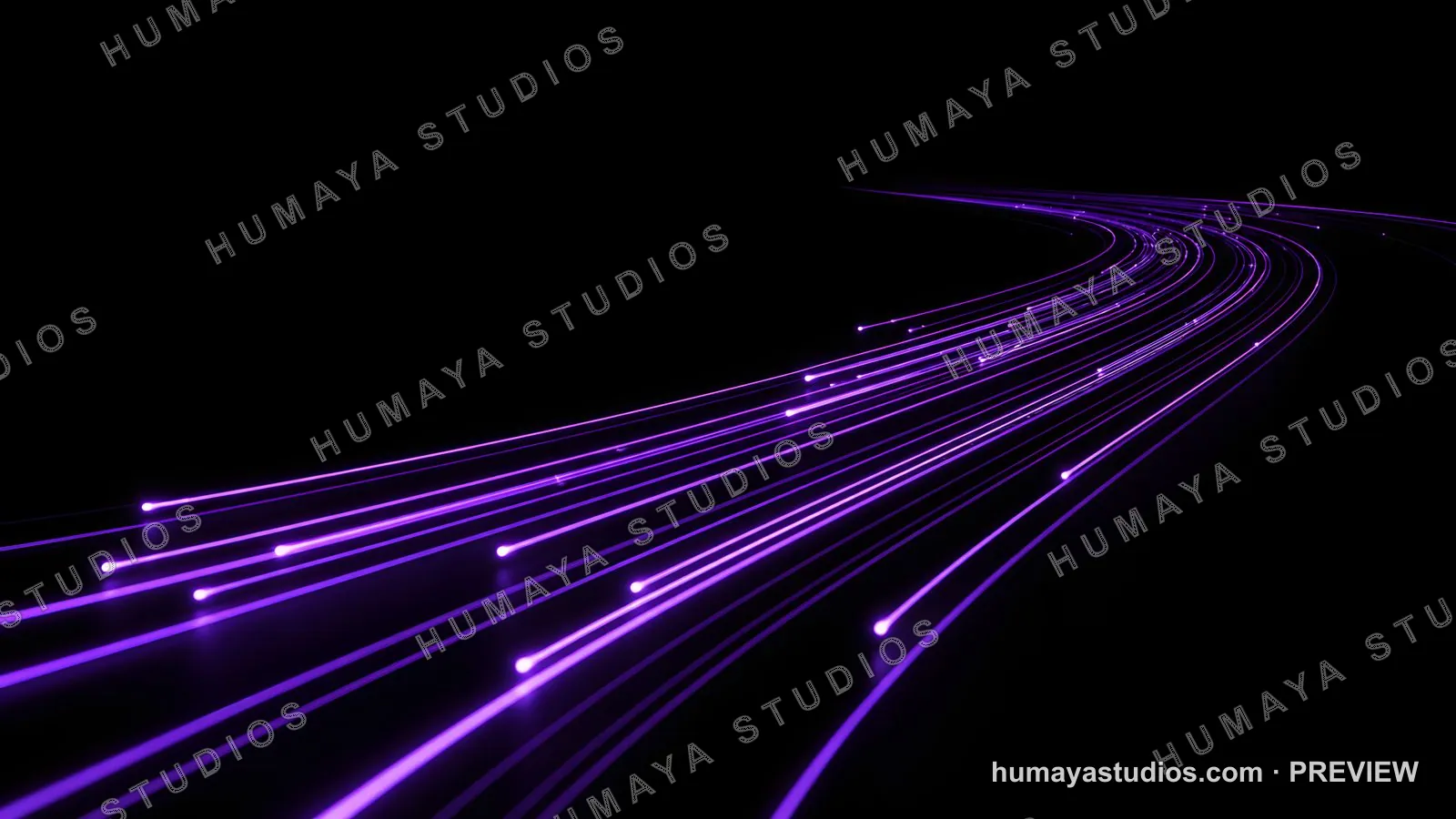 Purple Light Trails Flowing in Digital Cyberspace Network