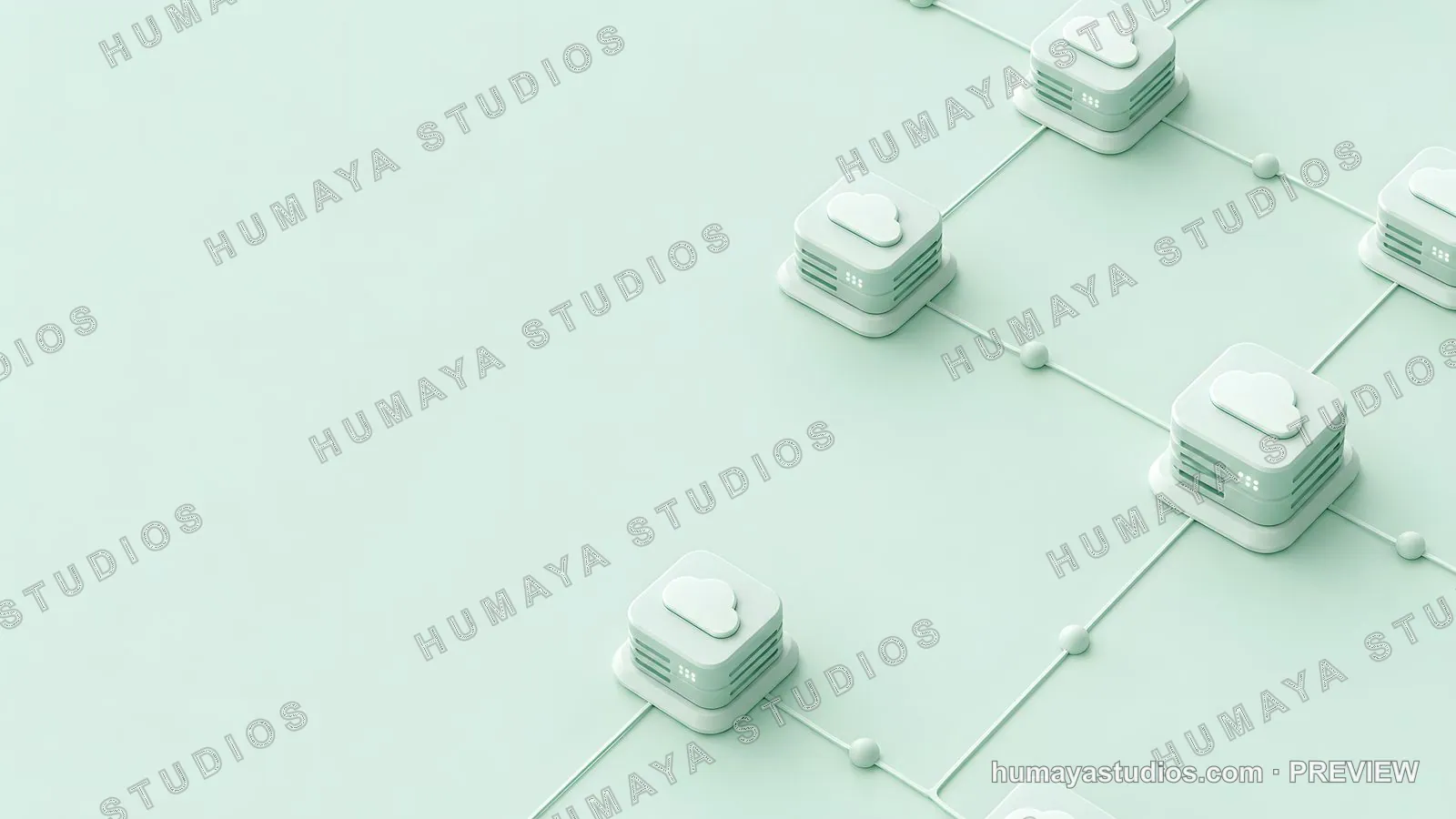 Cloud Computing Network Infrastructure 3D Rendering