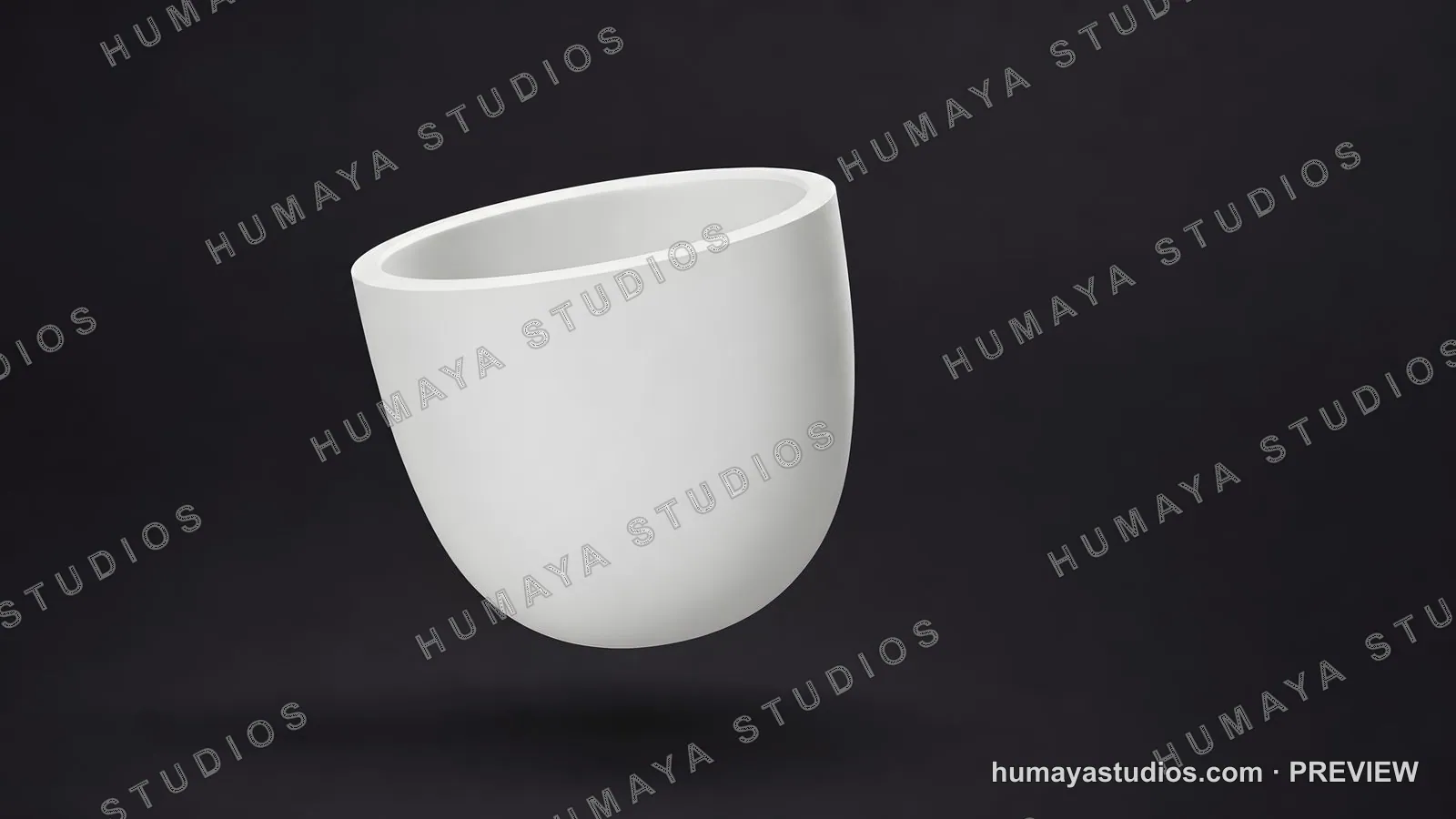 Modern White Ceramic Pot Floating Against Dark Minimalist Background