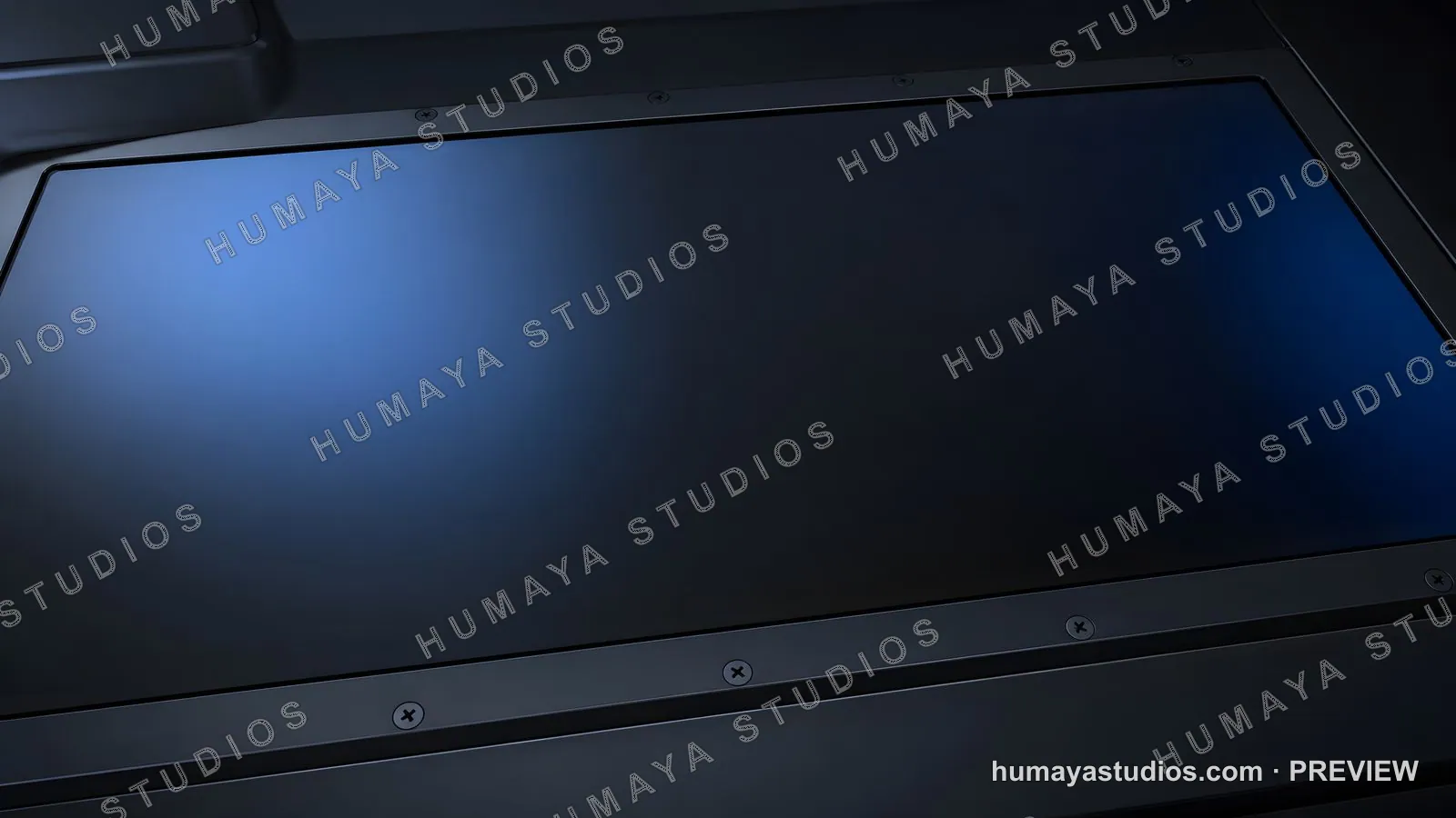 Sci-Fi Control Panel with Blue Glow and Metallic Frame