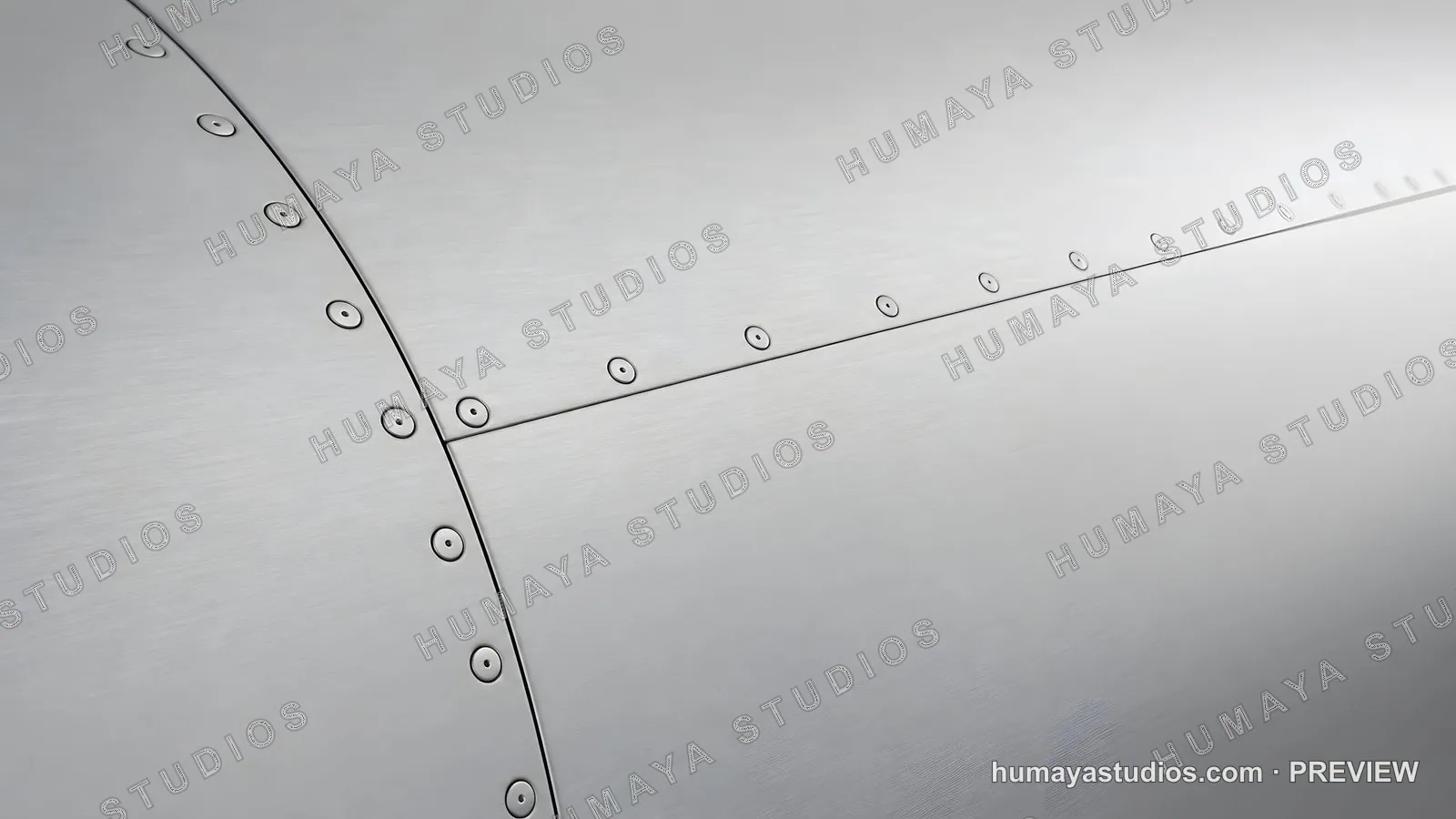 Brushed Metal Aircraft Fuselage with Rivets Close-Up