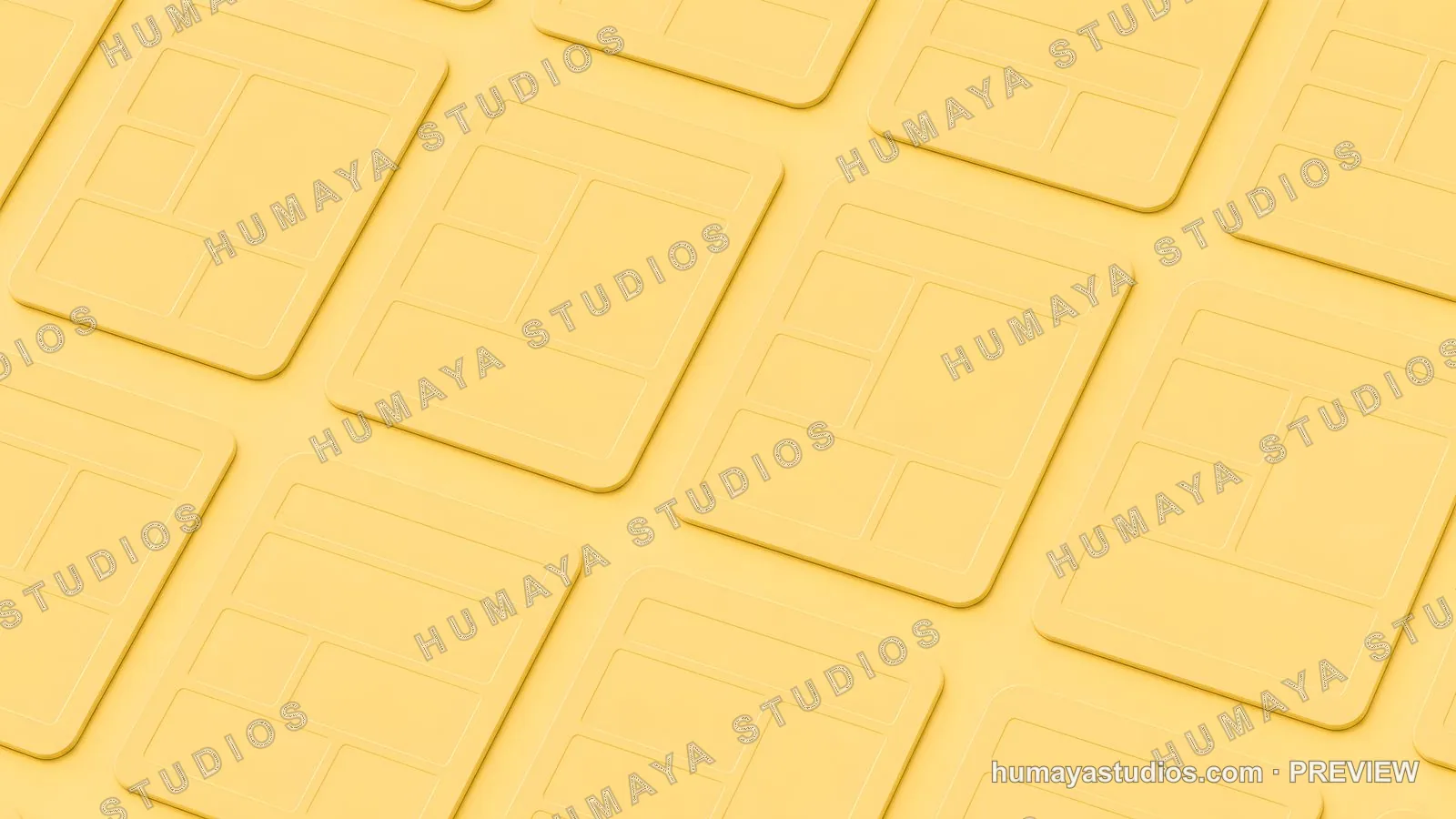 Yellow Isometric UI UX Wireframe Templates Arranged on Surface