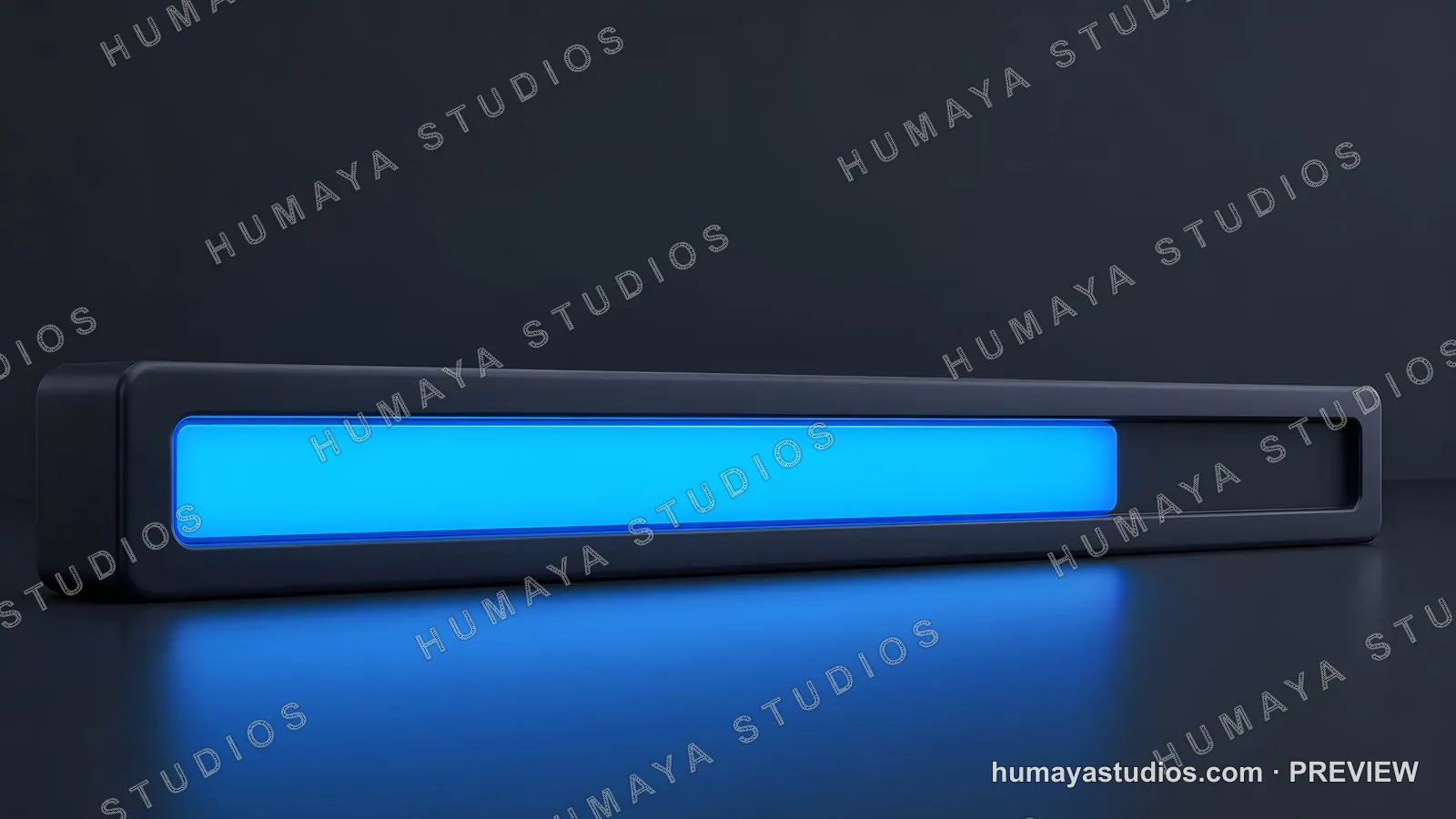 Futuristic blue progress loading bar on dark background
