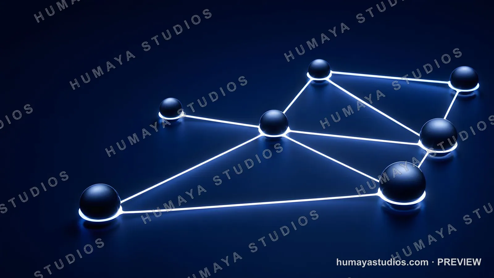 Futuristic Connected Spheres Network on Dark Background