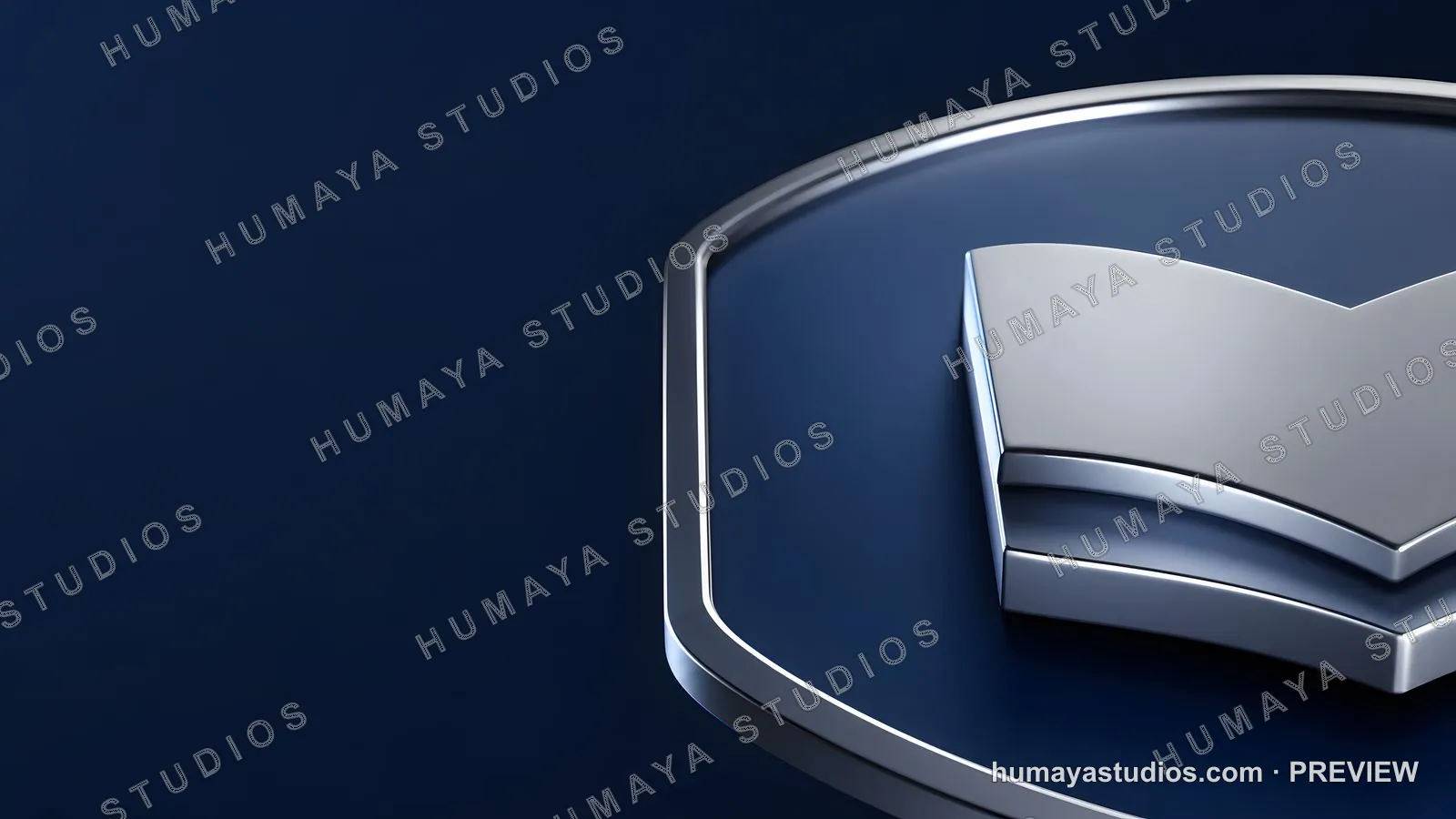 Metallic book symbol on blue shield emblem corporate identity