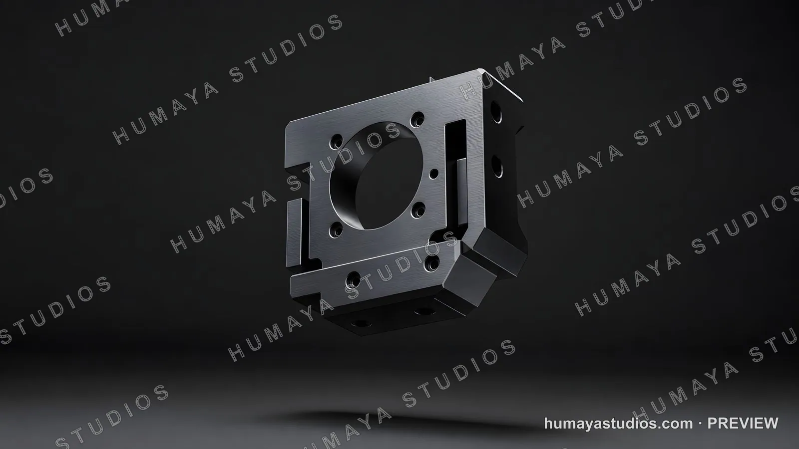 Machined Metal Industrial Component in Dark Studio