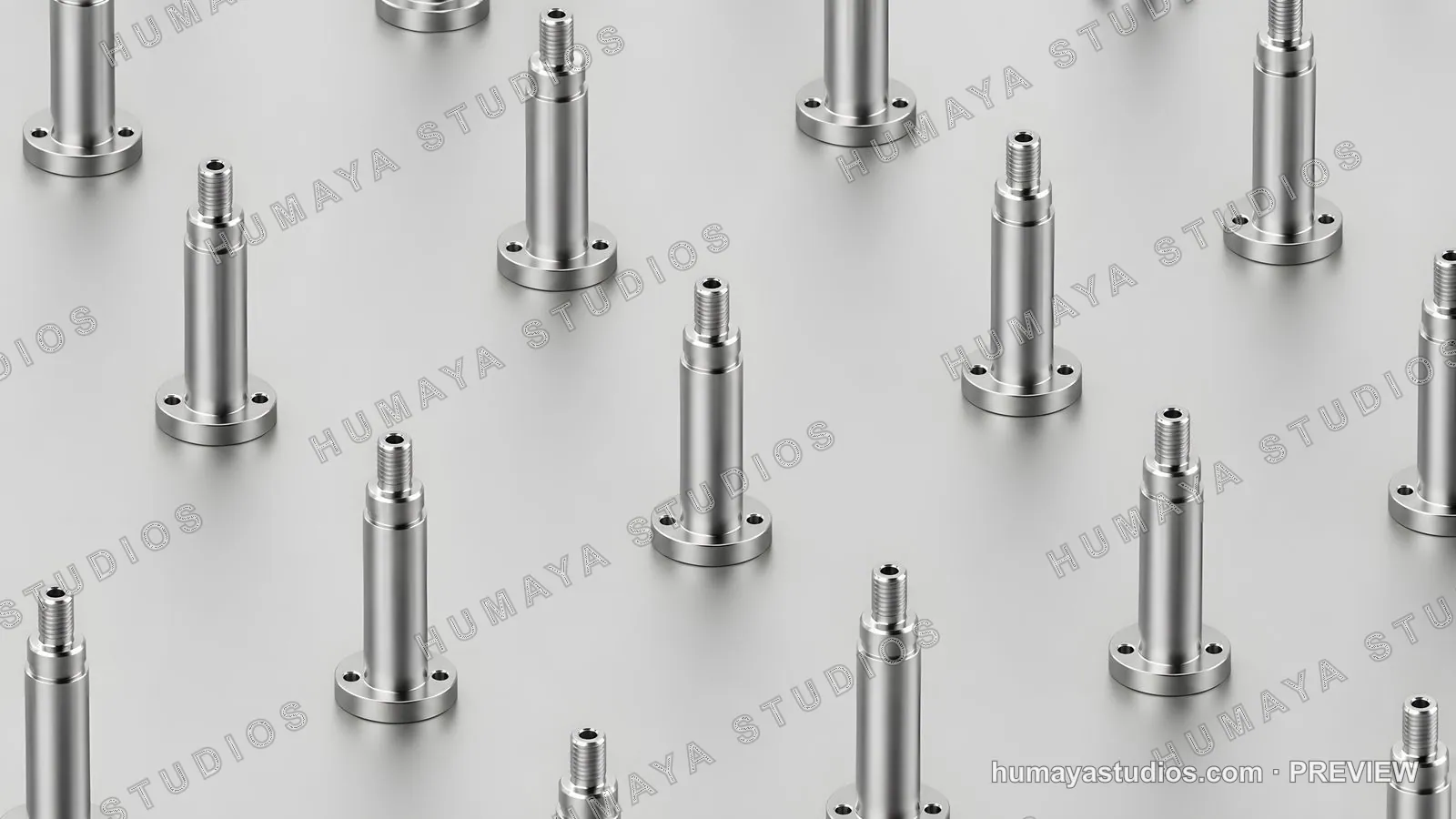 Metal mechanical components arranged on a surface