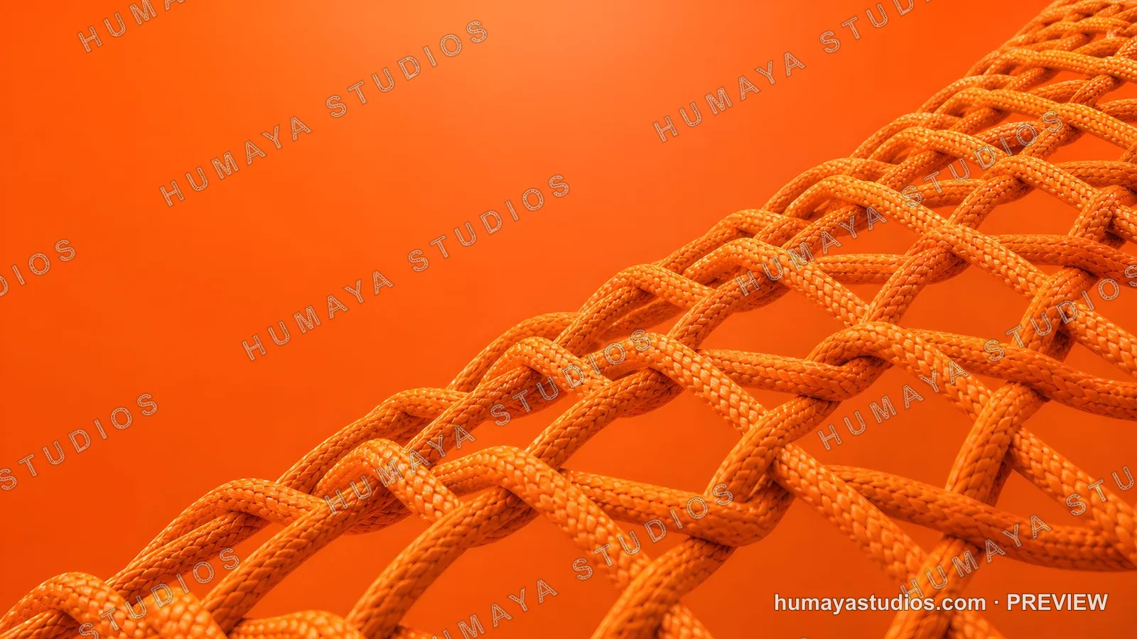 Orange safety net against vibrant background close up