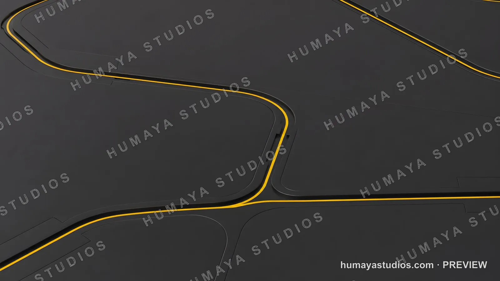 Futuristic Dark Surface with Glowing Yellow Neon Lines