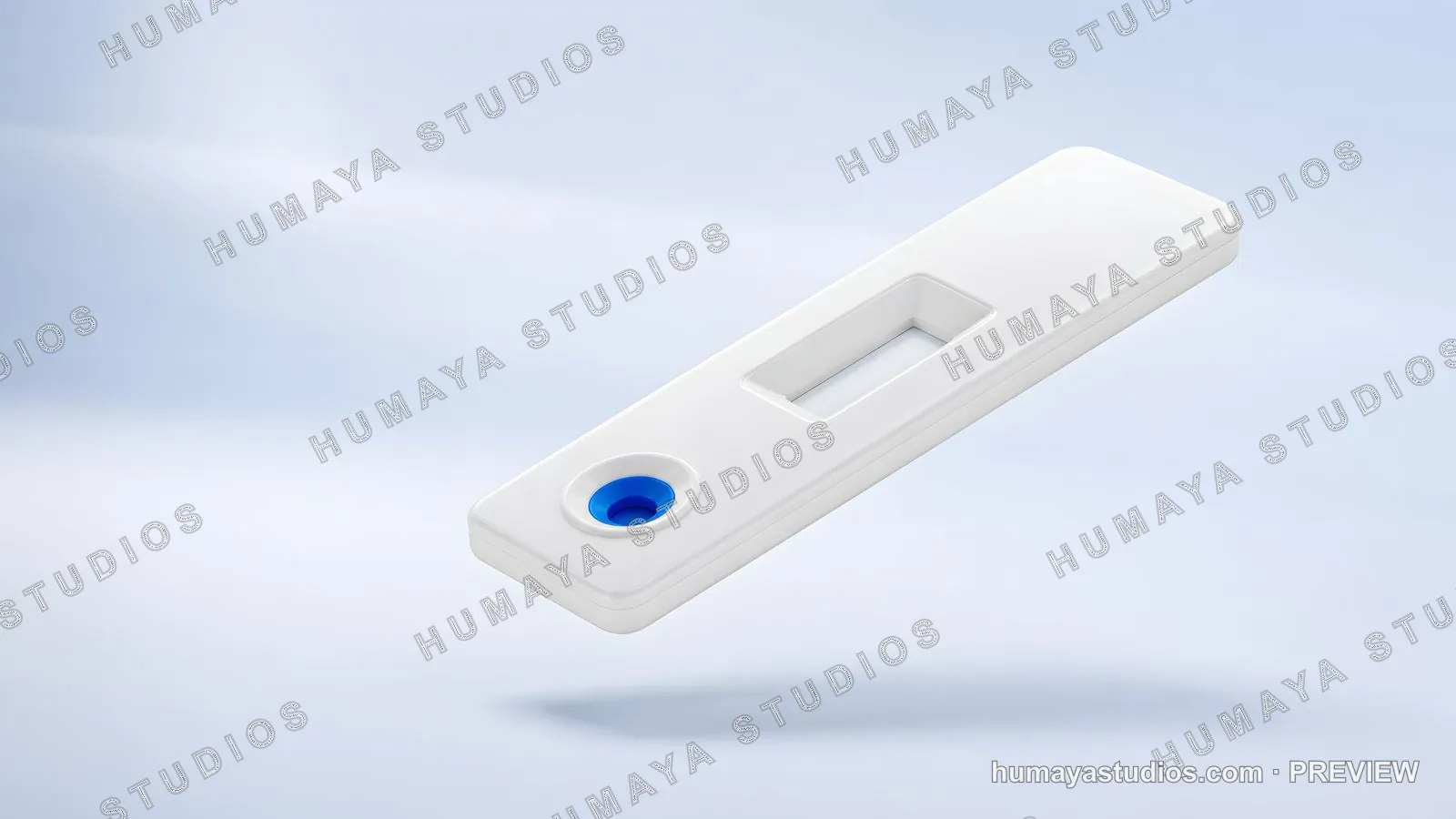 Diagnostic test kit device floating on bright clean background