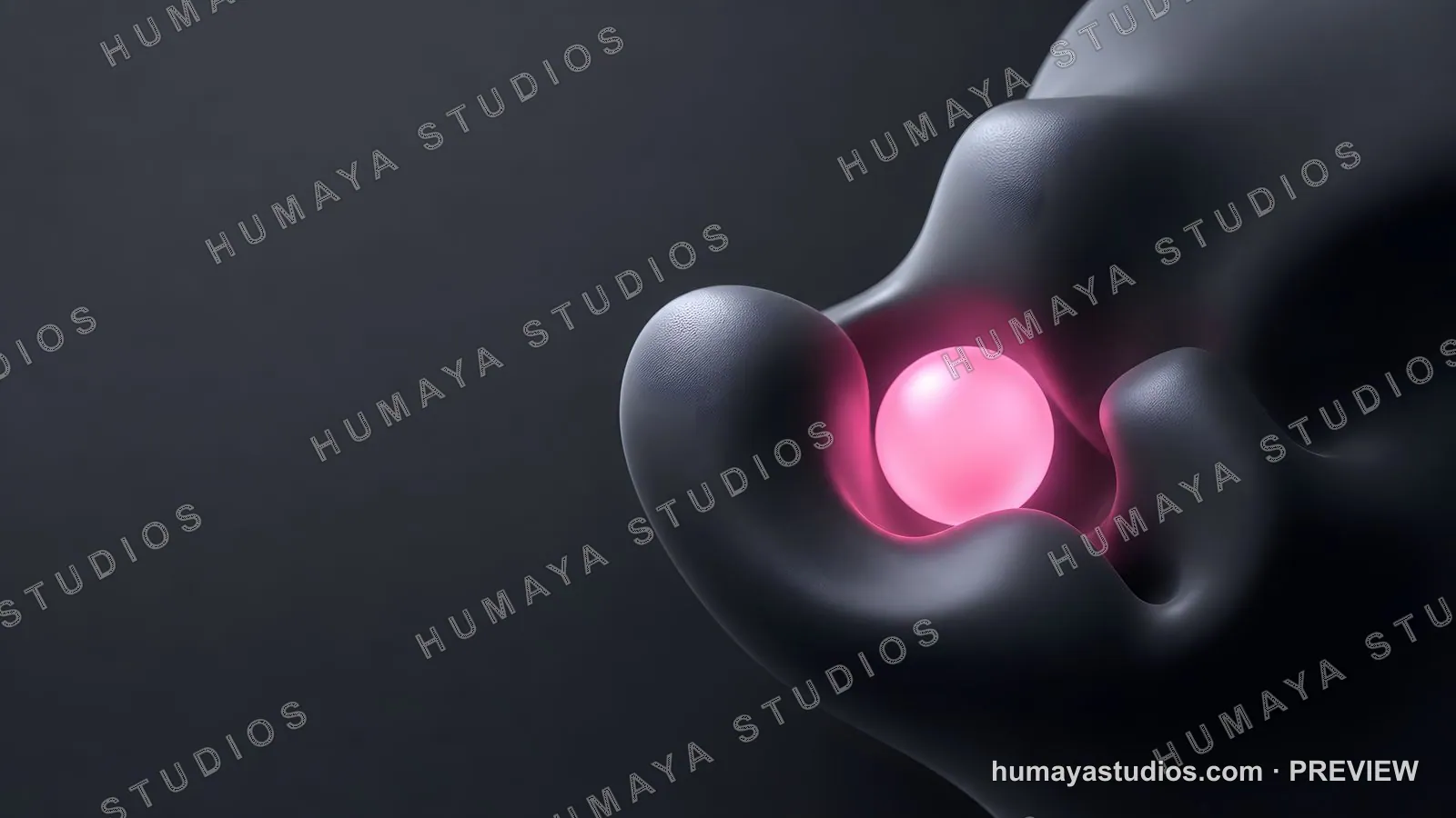 Glowing Pink Sphere in Dark Organic 3D Abstract Sculpture