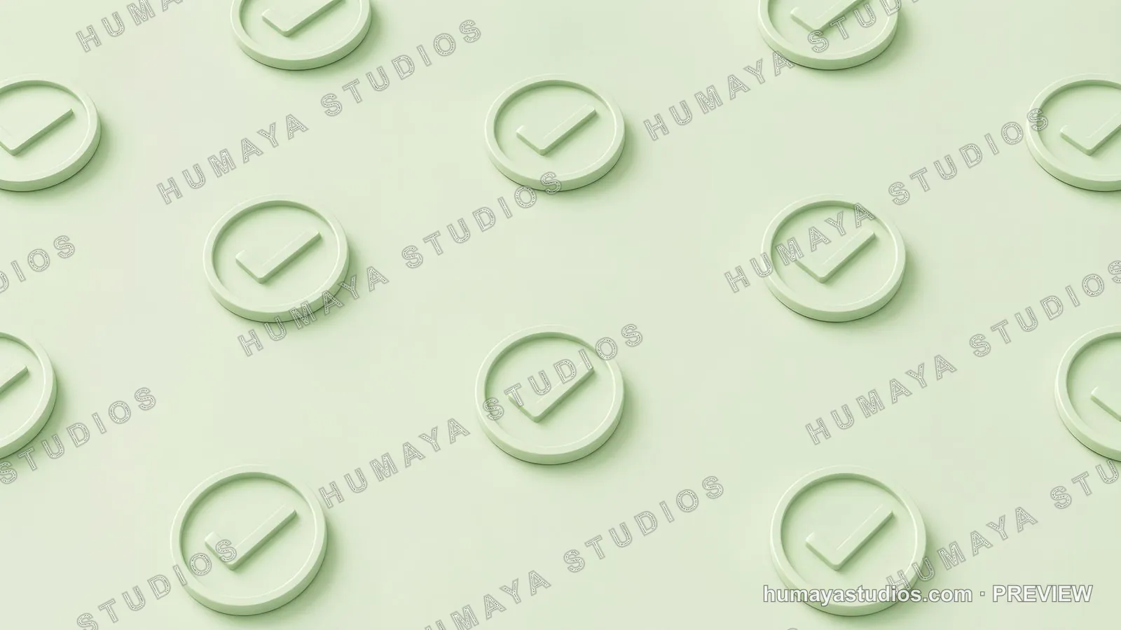 Green checkmark pattern on soft pastel background 3D render