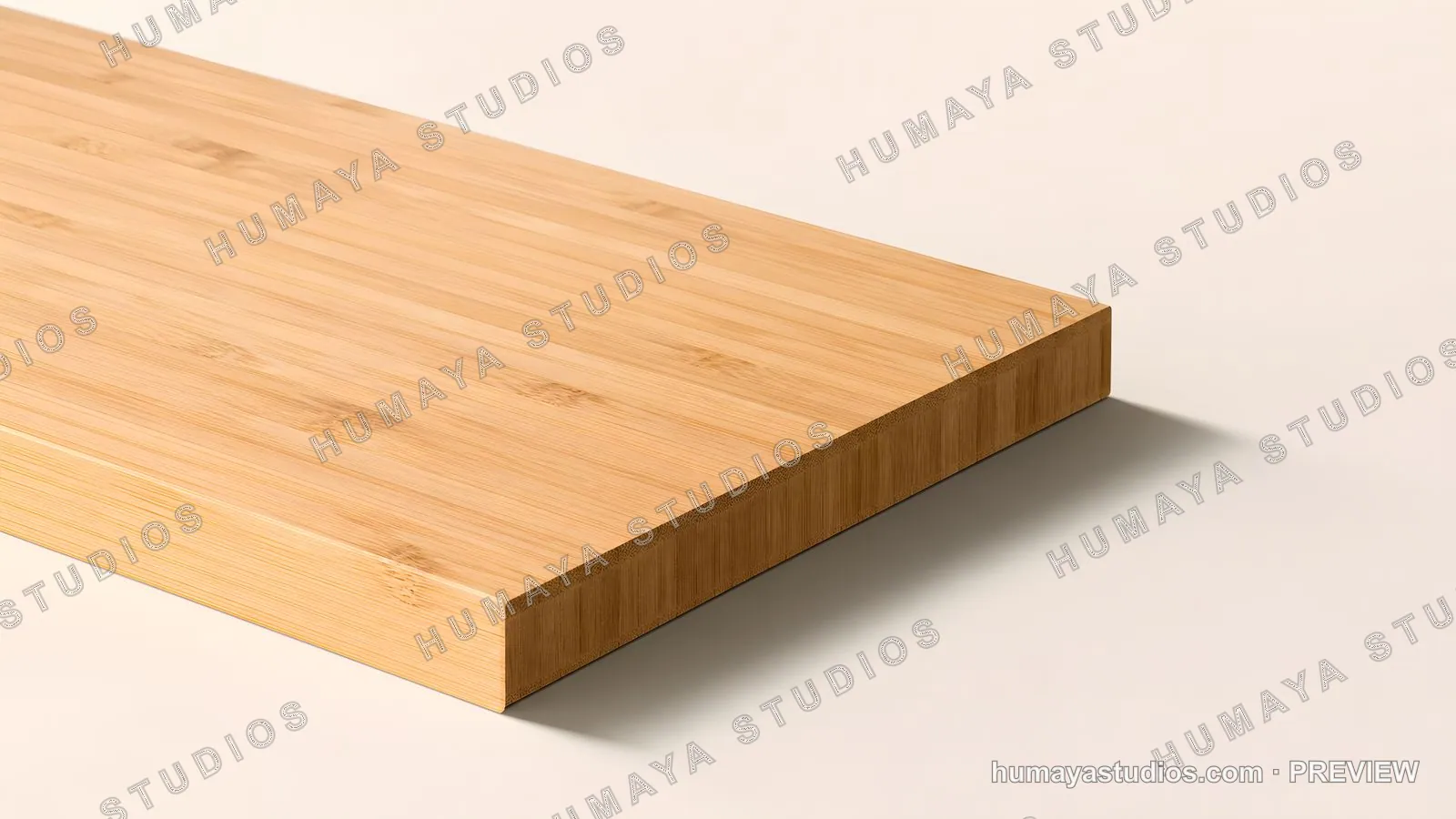 Bamboo wooden board cutting surface on white background