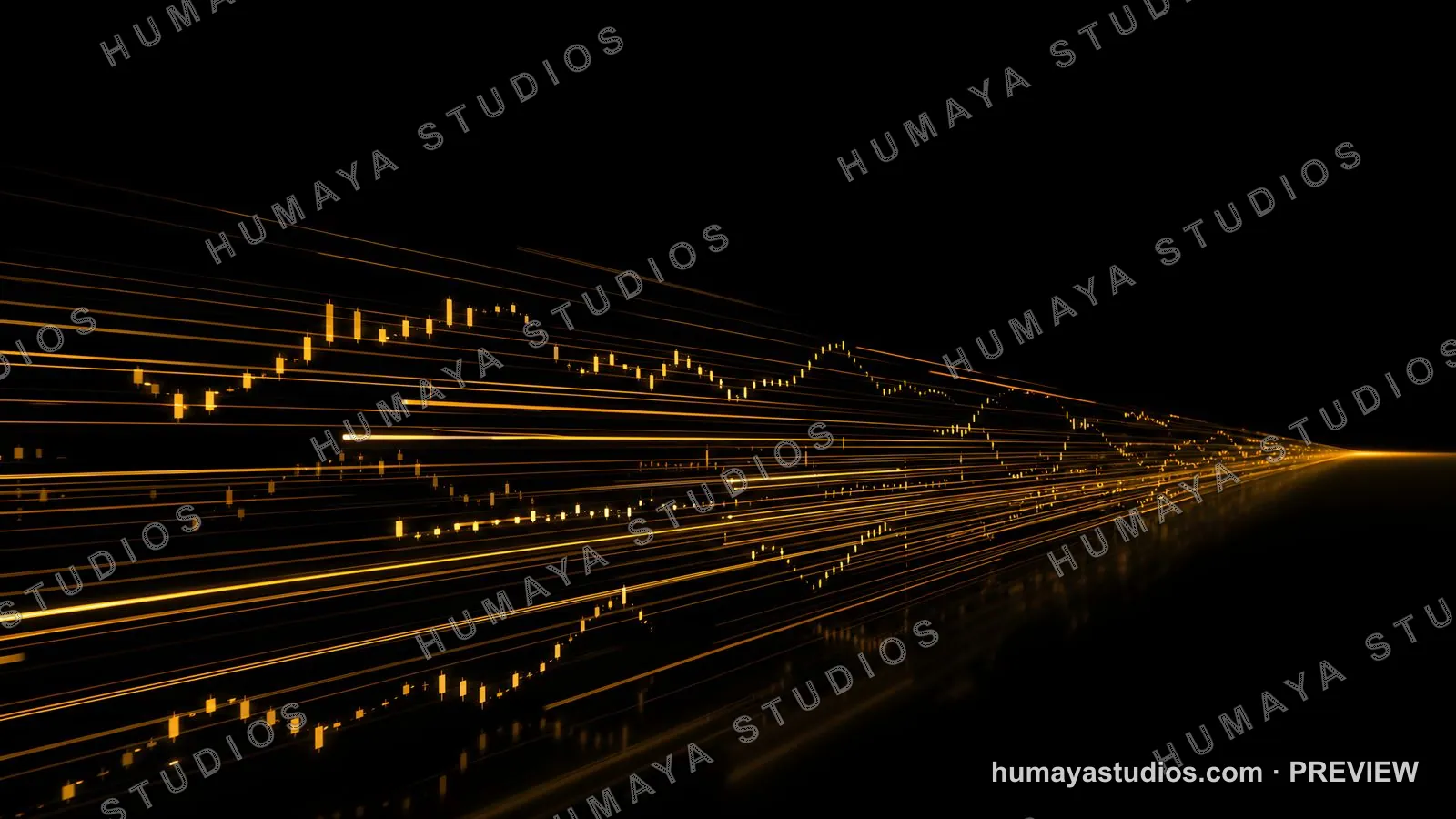 Financial stock market chart with glowing light trails and data