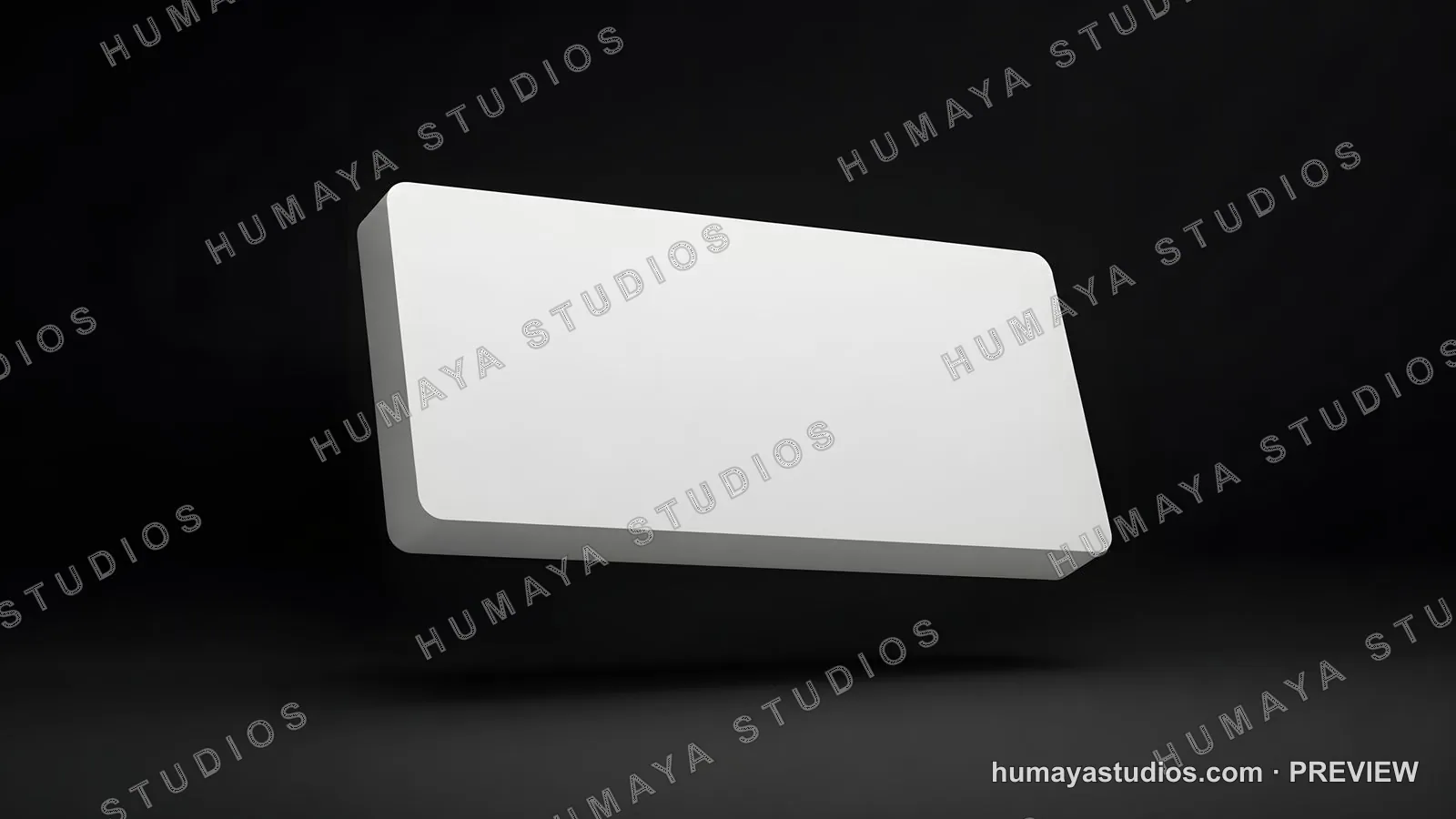 Blank 3D rectangle shape floating on dark minimalist studio background
