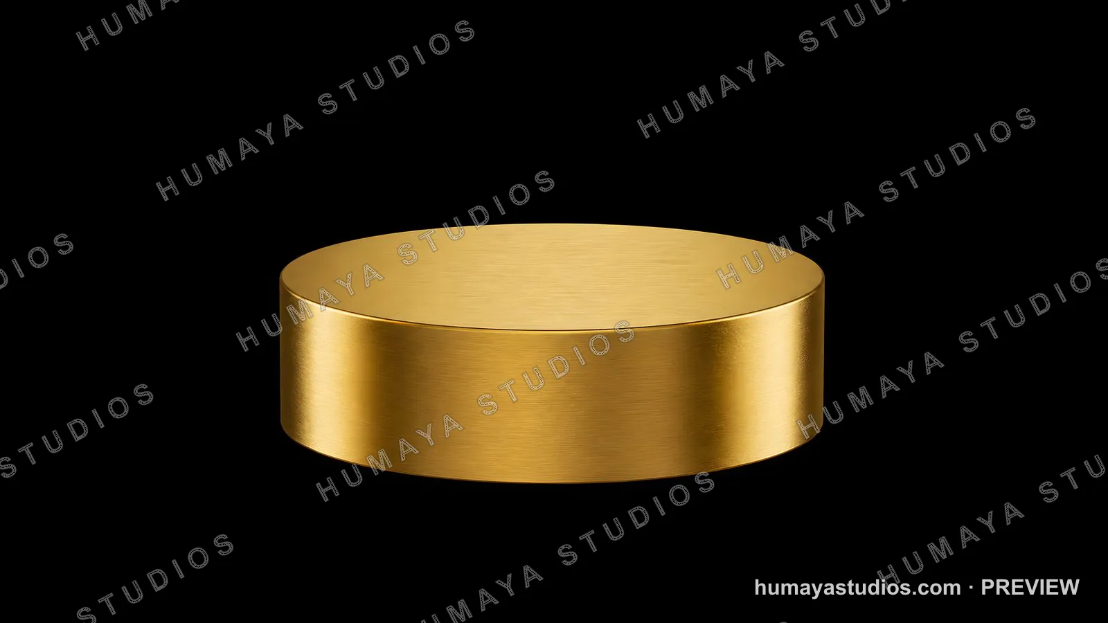 Gold podium pedestal for product presentation on black background