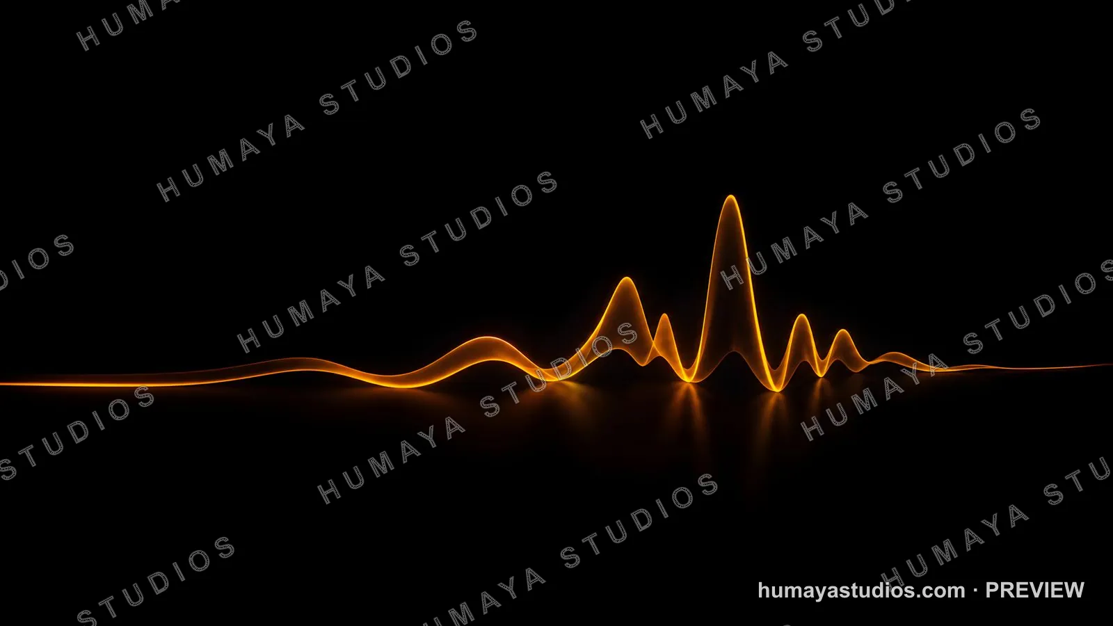 Glowing orange audio wave equalizing on dark background