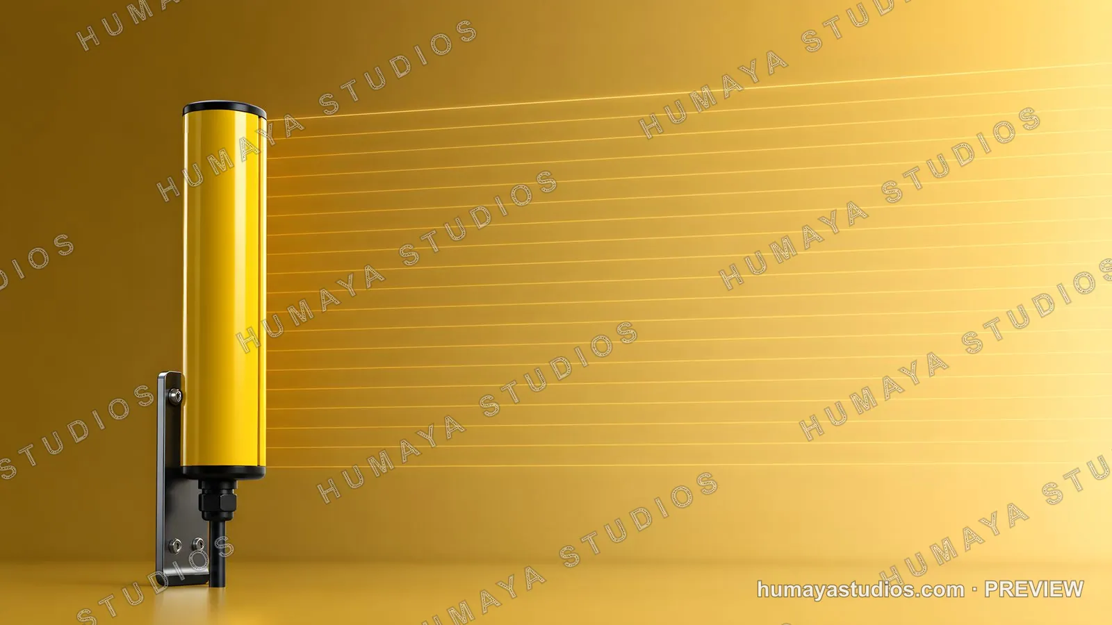 Industrial Safety Light Curtain Projecting Yellow Beams