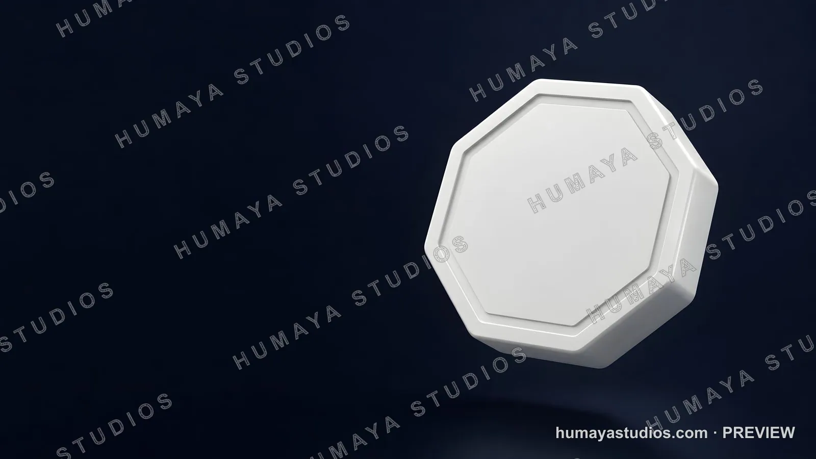 White Octagon Pedestal Platform 3D Render on Dark Background