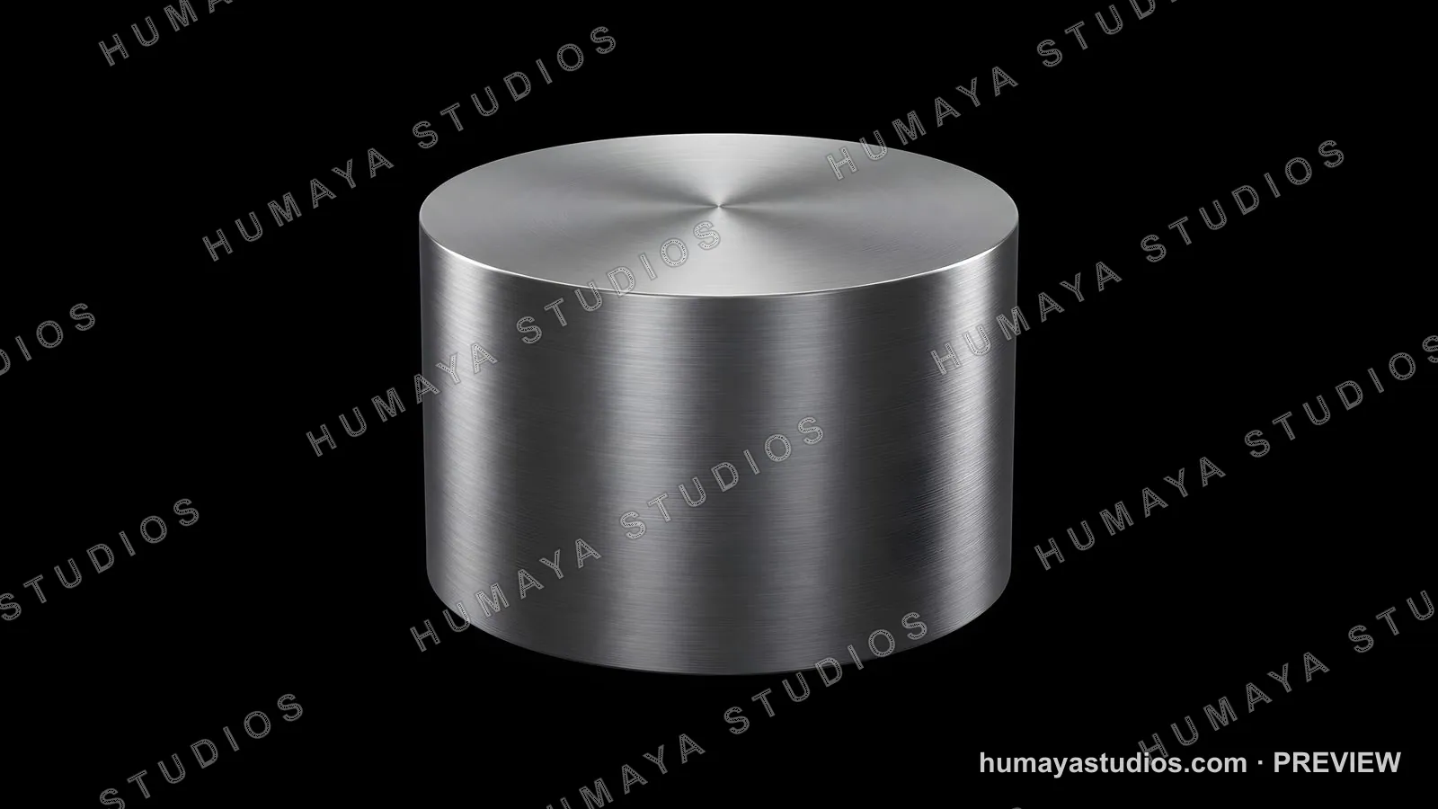 Brushed Steel Cylinder on Black Background
