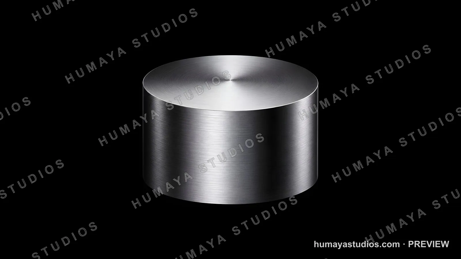 Brushed Steel Cylinder on Black Background