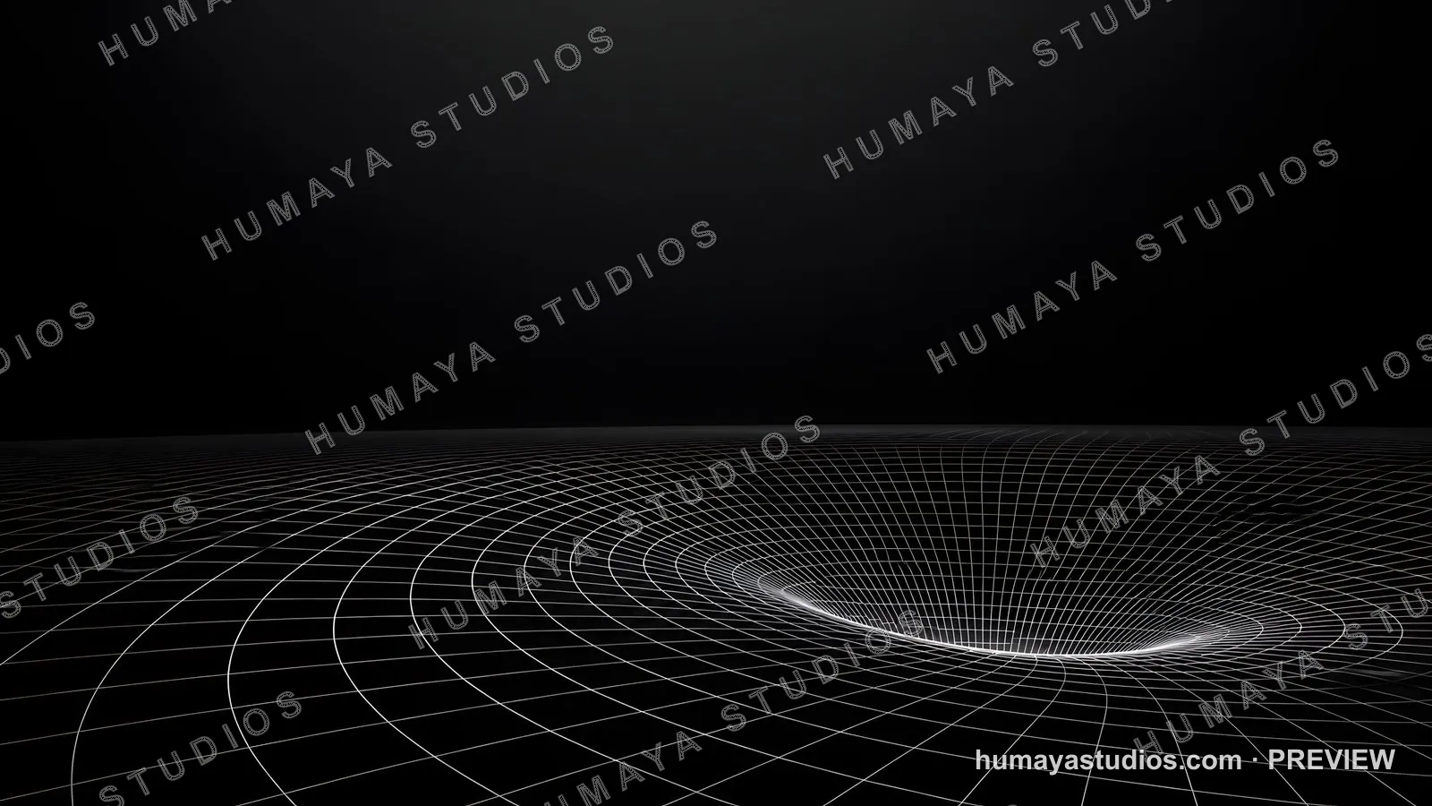 Spacetime curvature grid representing gravity warp and black hole