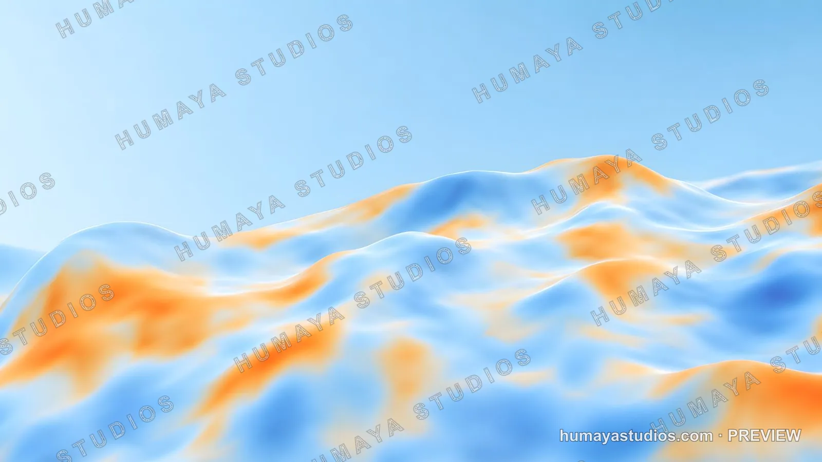 Abstract 3D blue and orange fluid wave background landscape