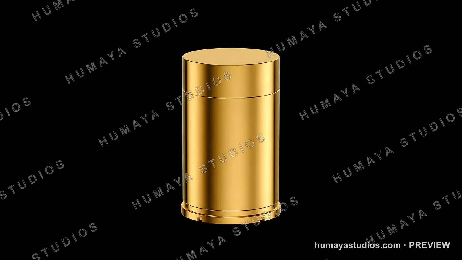 Gold Container Cylindrical Object Isolated on Black Background