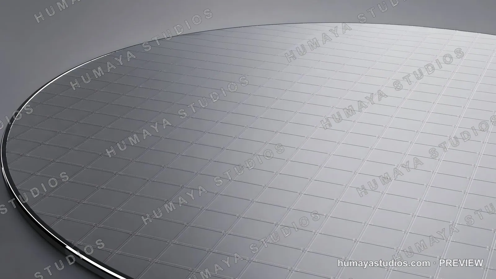 Silicon Wafer with Microchip Die Grid for Semiconductor Production