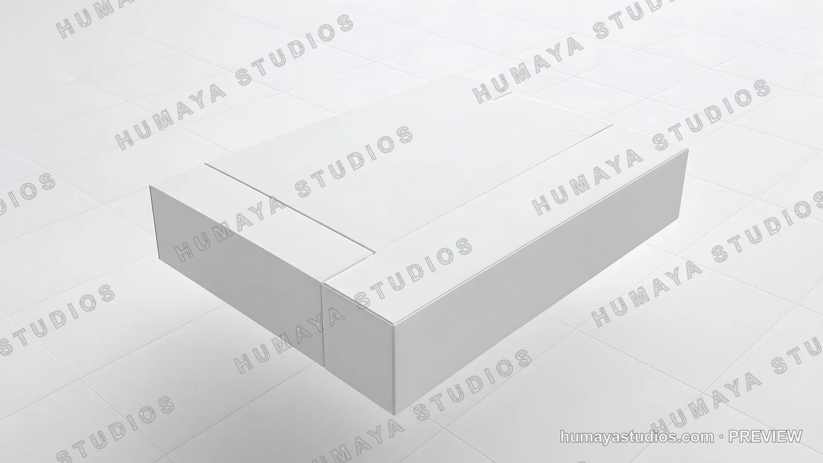 Blank White Packaging Box Mockup Isolated on Tiled Floor