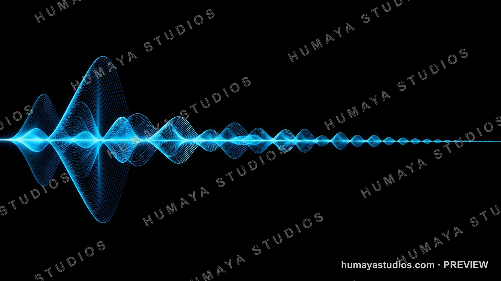 Blue Sound Wave Graphic Equalizer on Black Background