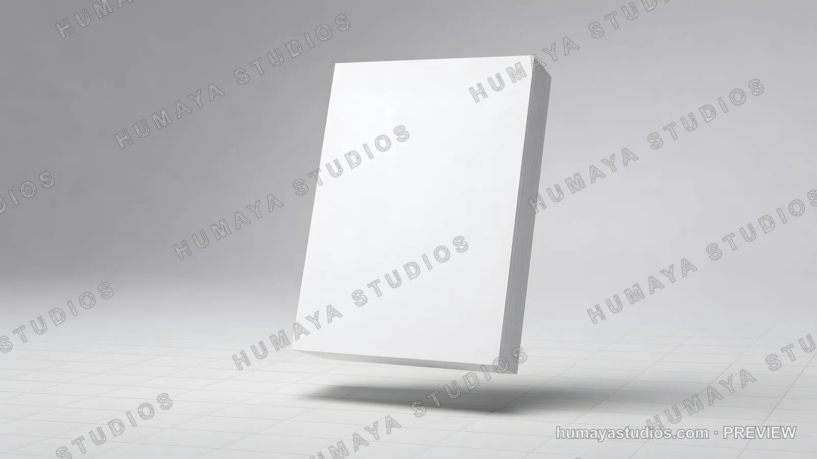 Floating White Book Mockup on Minimalist Grid Background