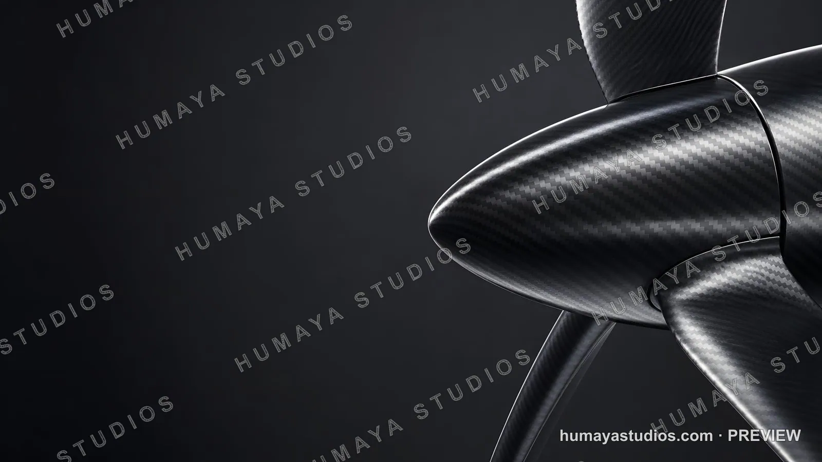 Carbon Fiber Airplane Propeller Spinner in Studio Light