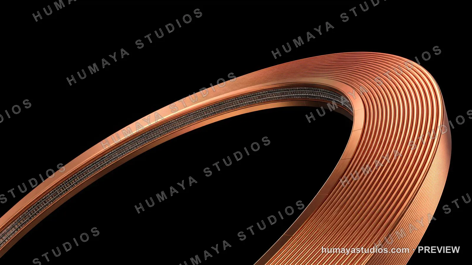 Copper Ribbed Ring Abstract Architecture Structure Concept