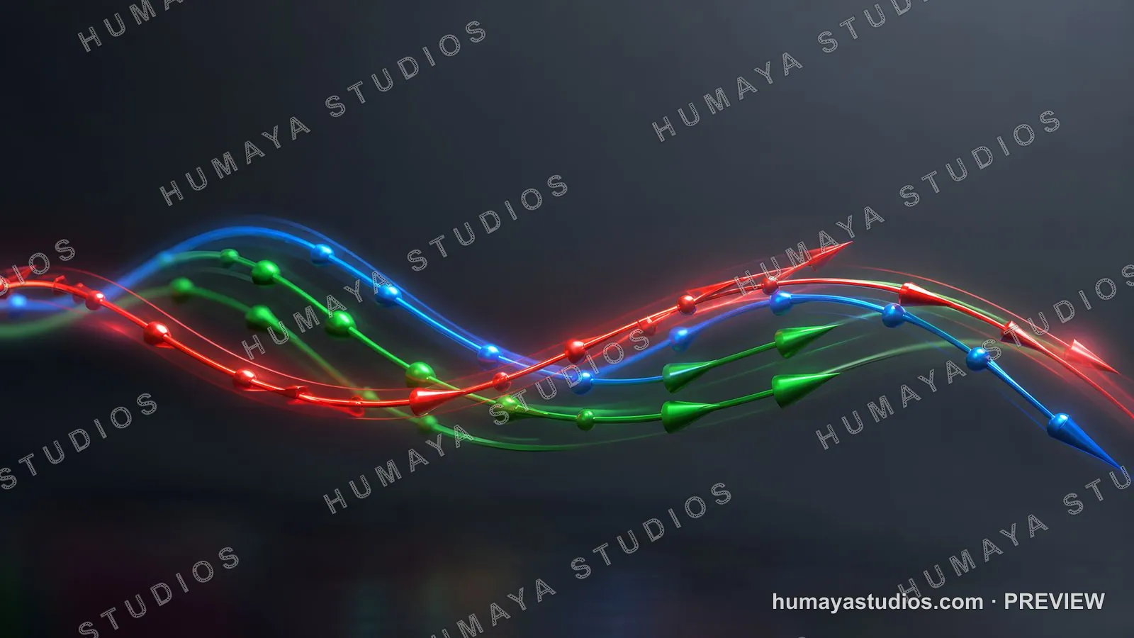 Abstract Glowing Waves with Particles and Arrows