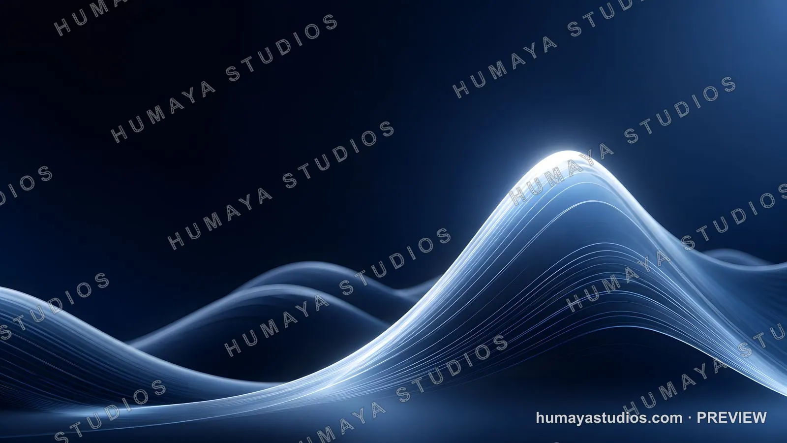 Abstract Glowing Wave Lines on Dark Blue Background