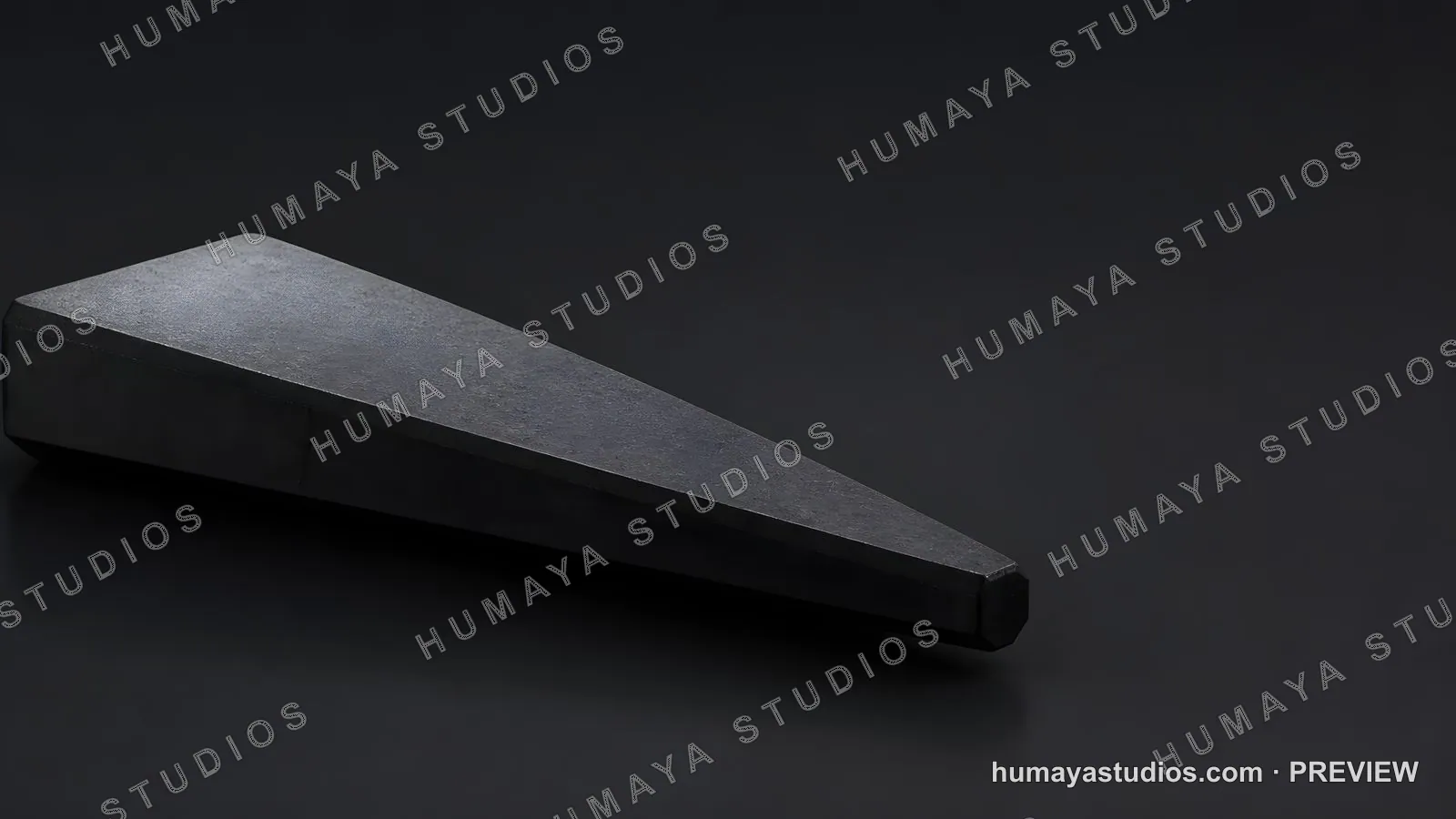 Metallic Wedge Object on Dark Background