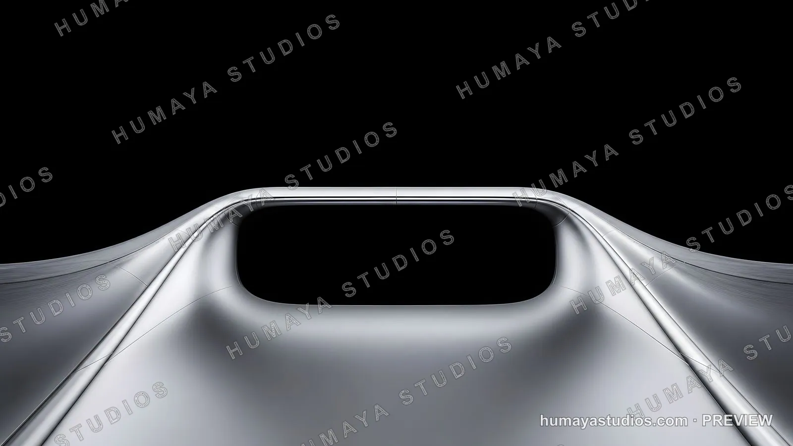 Futuristic Metallic Architecture Structure with Smooth Curved Surface